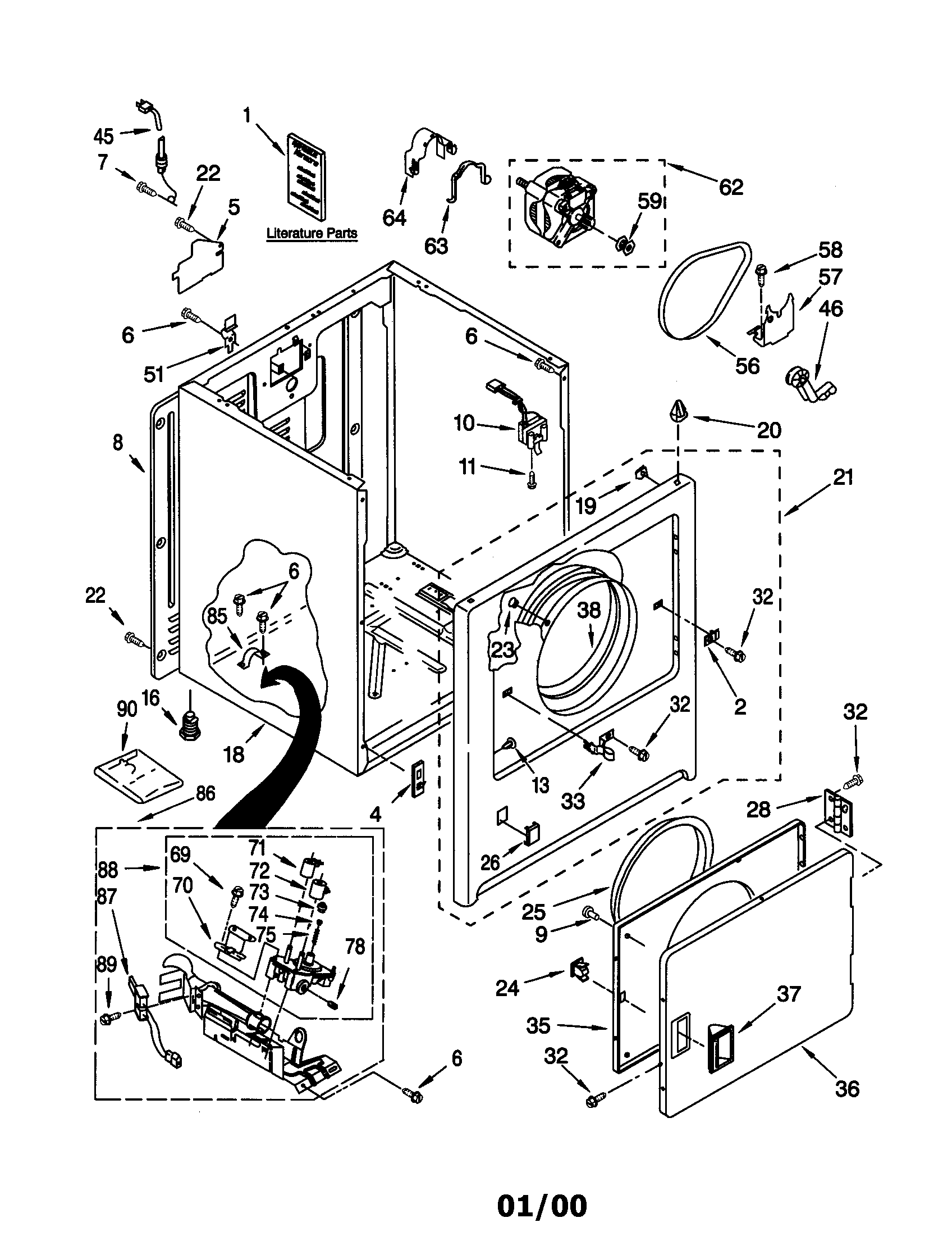 Kenmore 11070887990 cabinet diagram