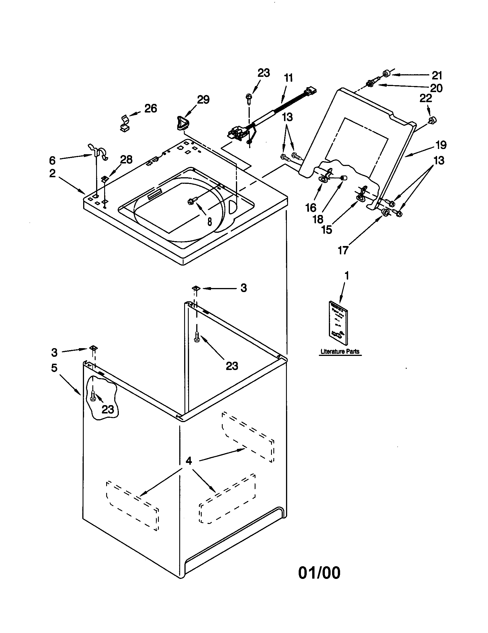 Kenmore 11020897990 top and cabinet diagram