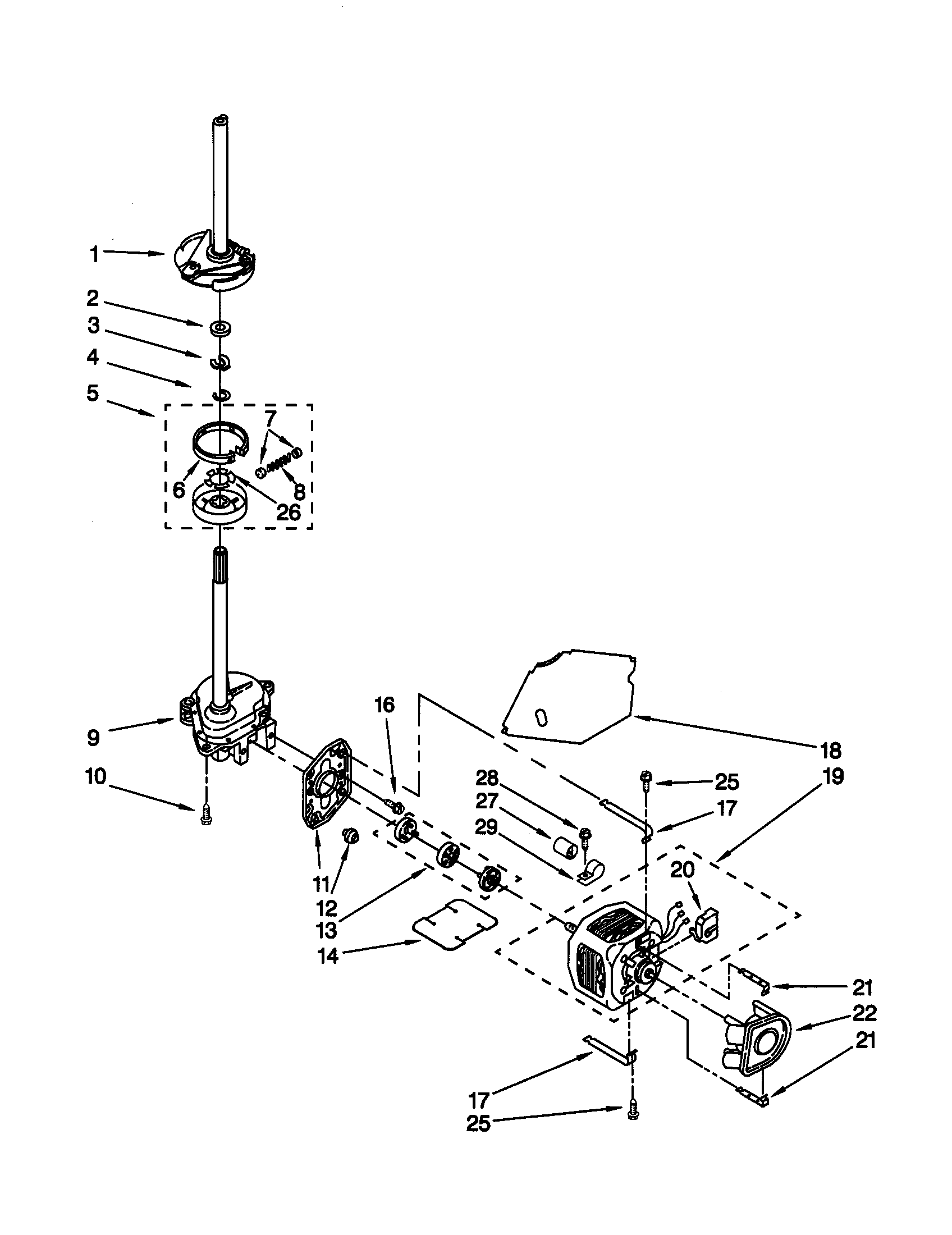 Kenmore 11020922990 brake/clutch/gearcase/motor/pump diagram