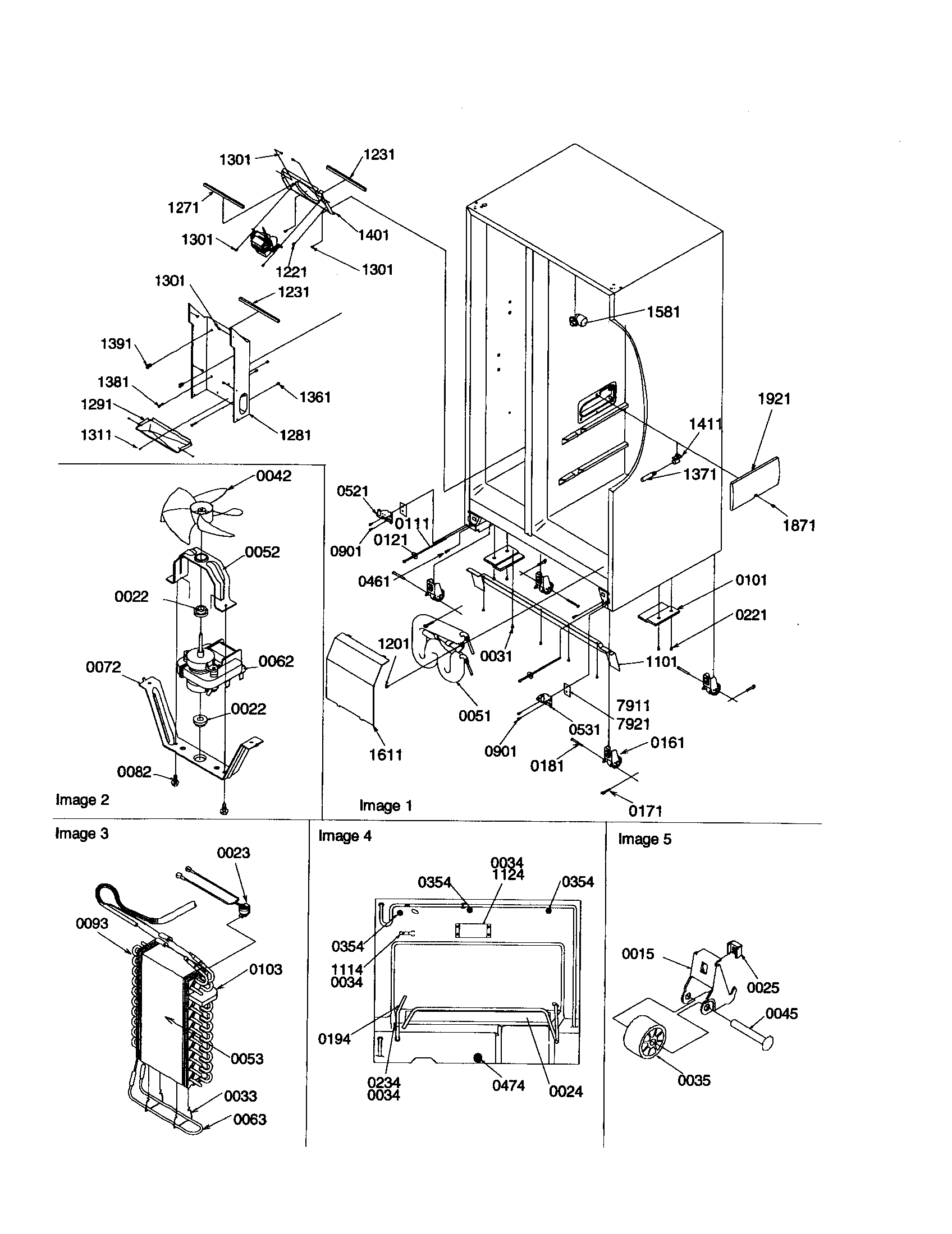 Kenmore 59650699000 evaporator/drain/rollers diagram