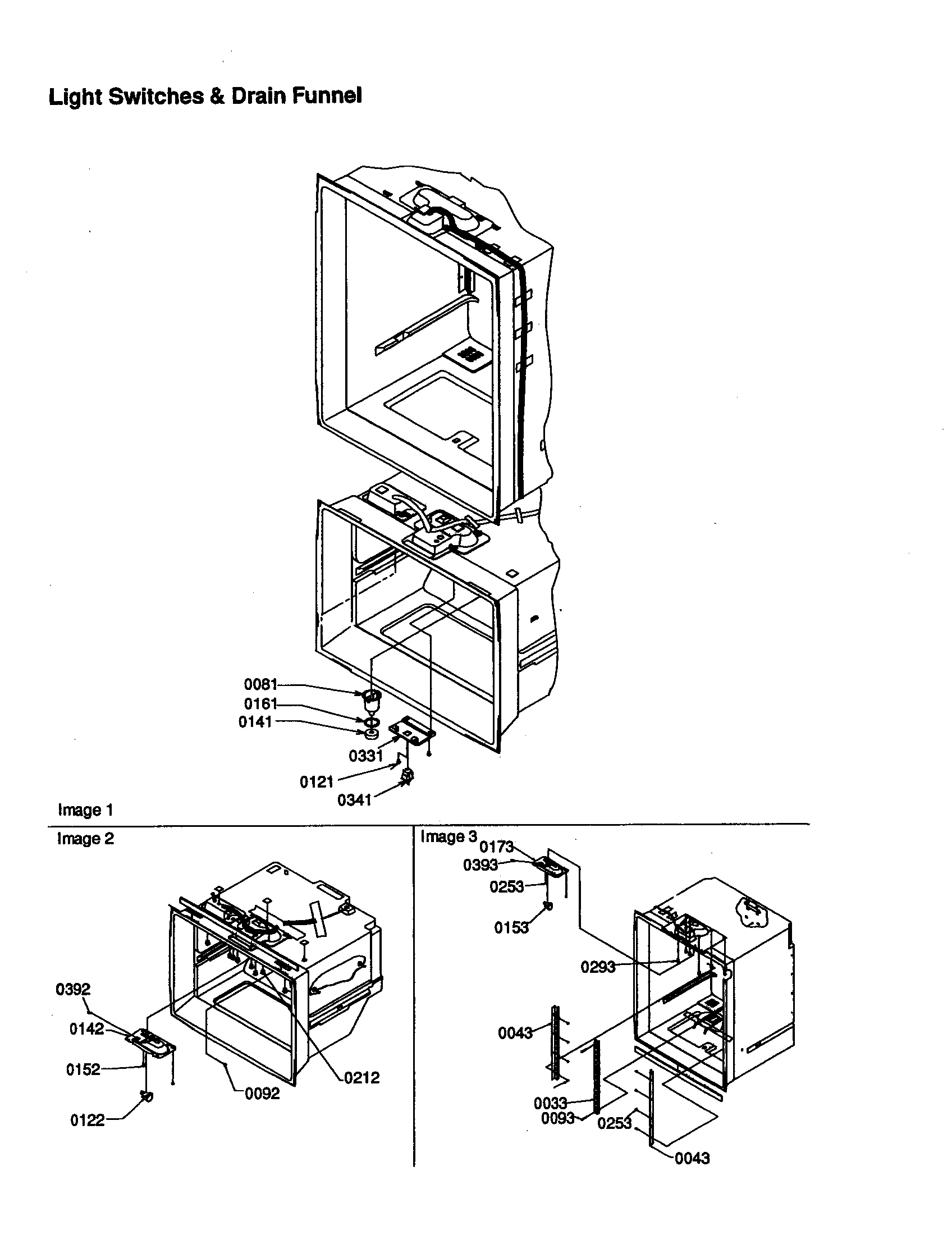 Kenmore 59669162990 light switches and drain funnel diagram