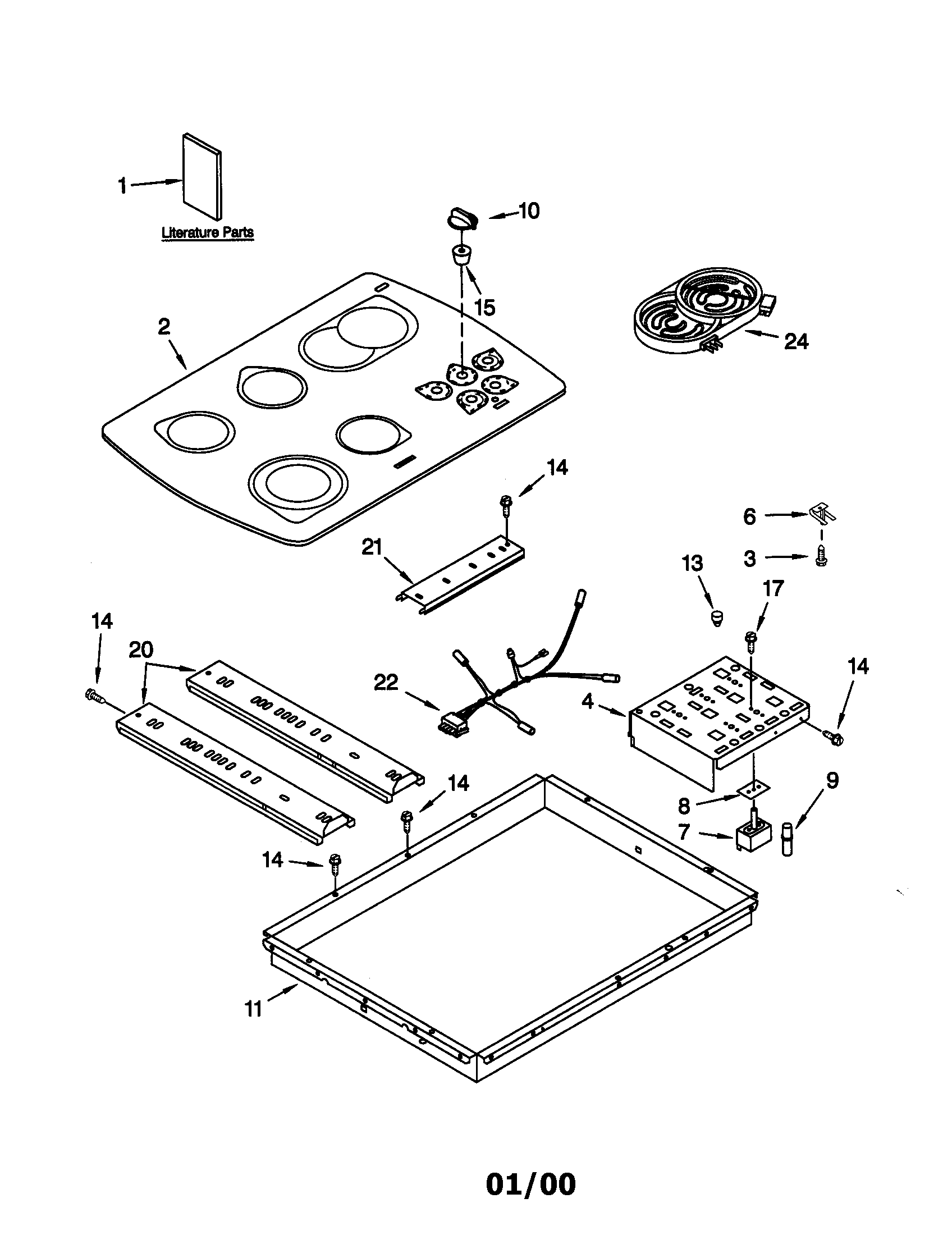 KitchenAid KECC562GBT1 cooktop diagram