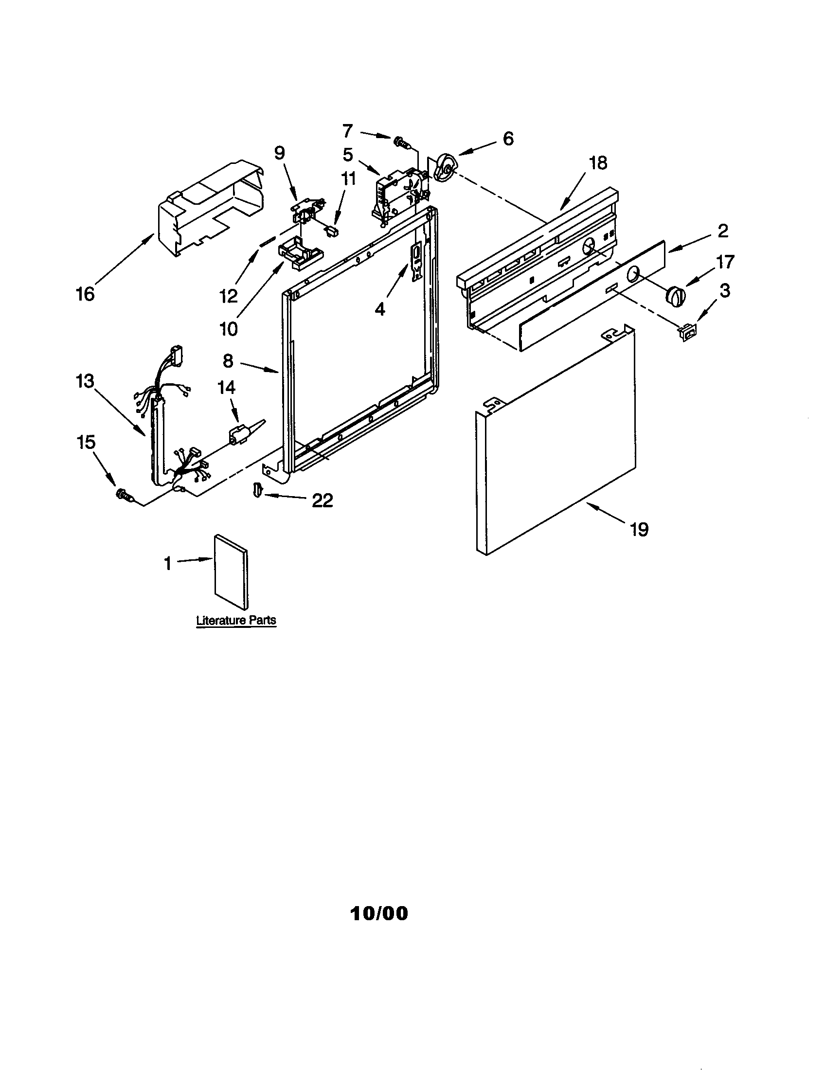 Whirlpool DU805DWGB2 frame and console diagram