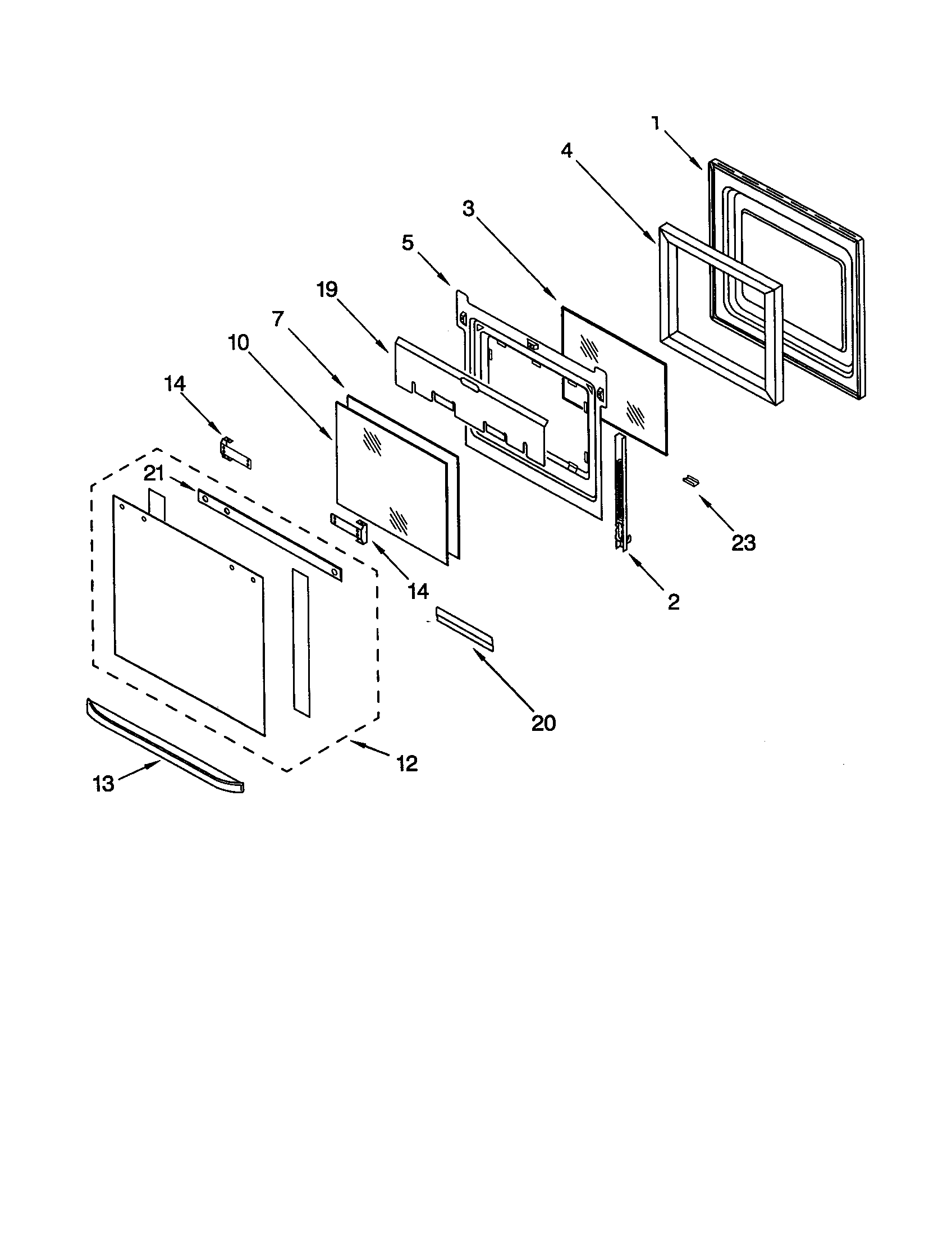 Whirlpool GMC305PDQ3 oven door diagram