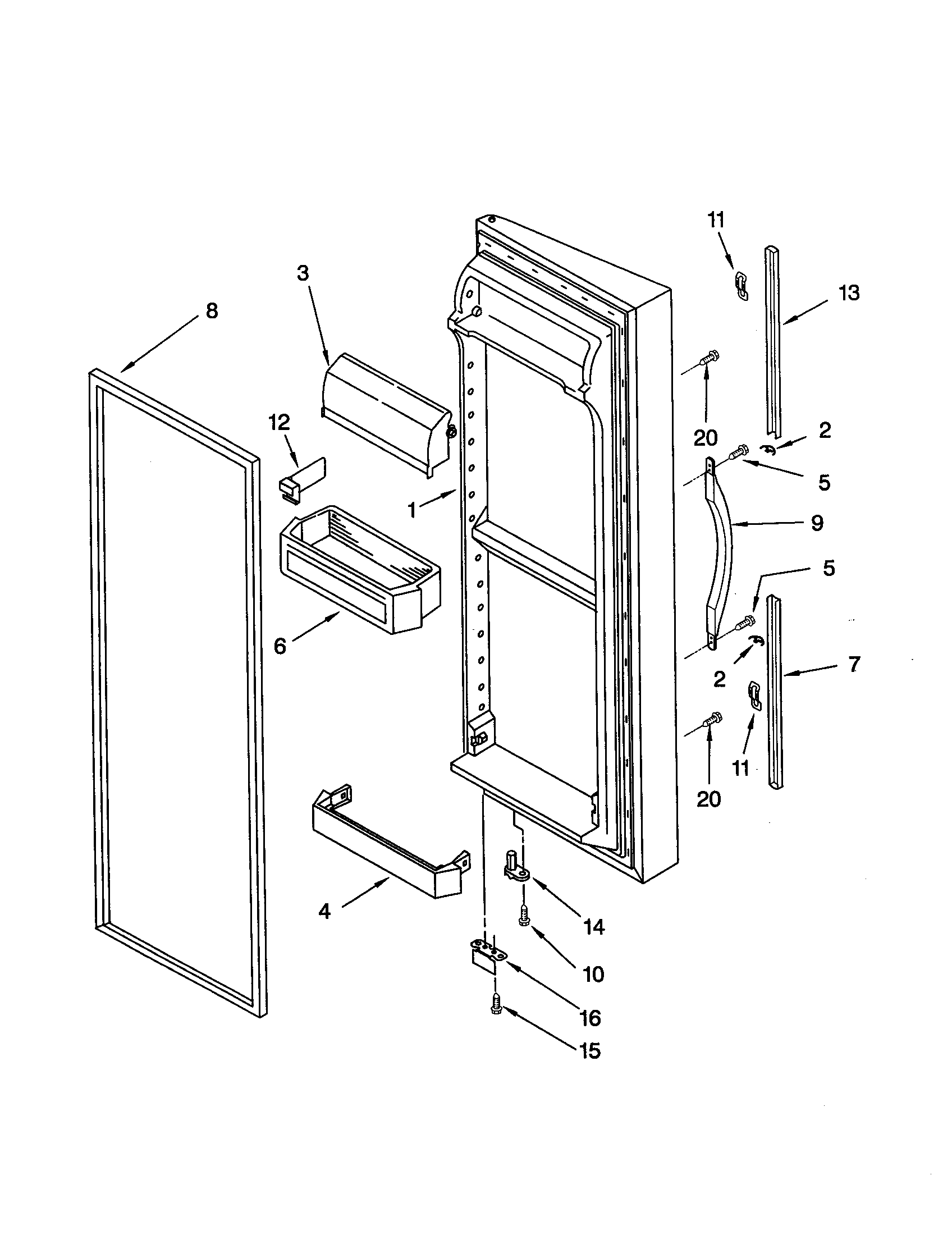 Whirlpool GD25DCXHS00 refrigerator door diagram