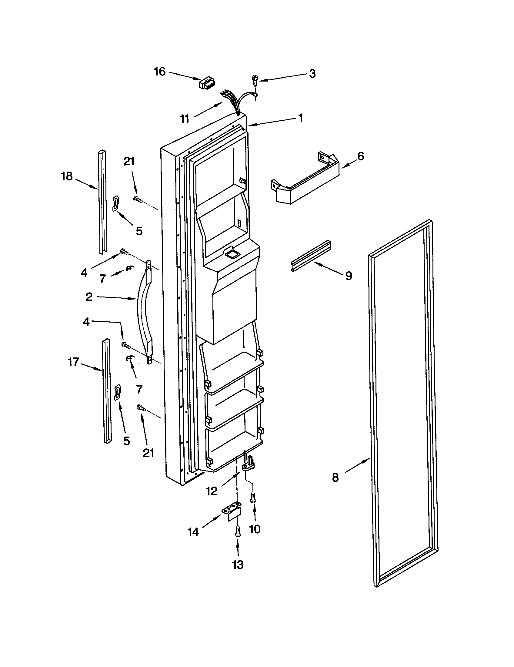 Whirlpool GD25DCXHS00 freezer door diagram