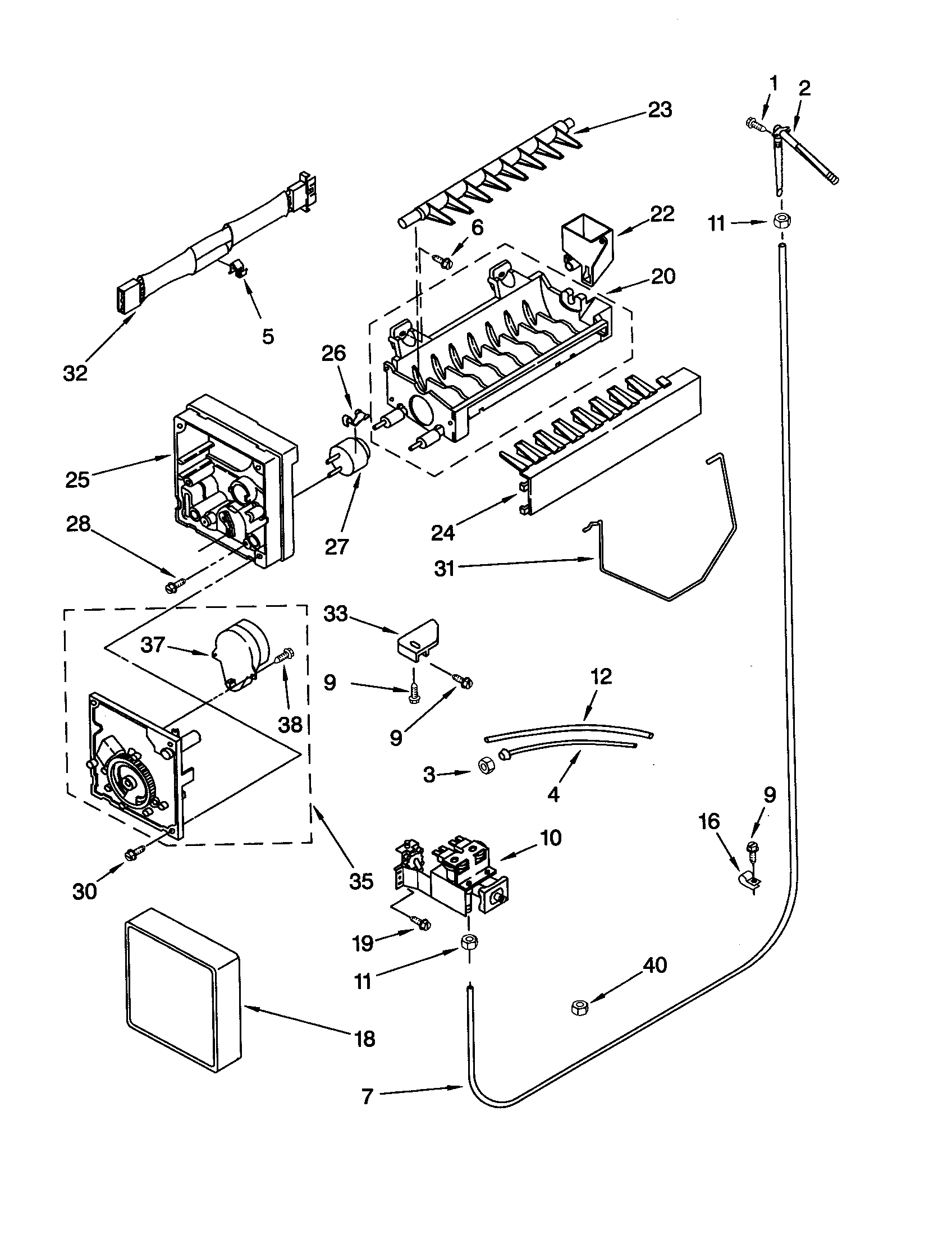 Whirlpool GD25DCXHS00 icemaker diagram