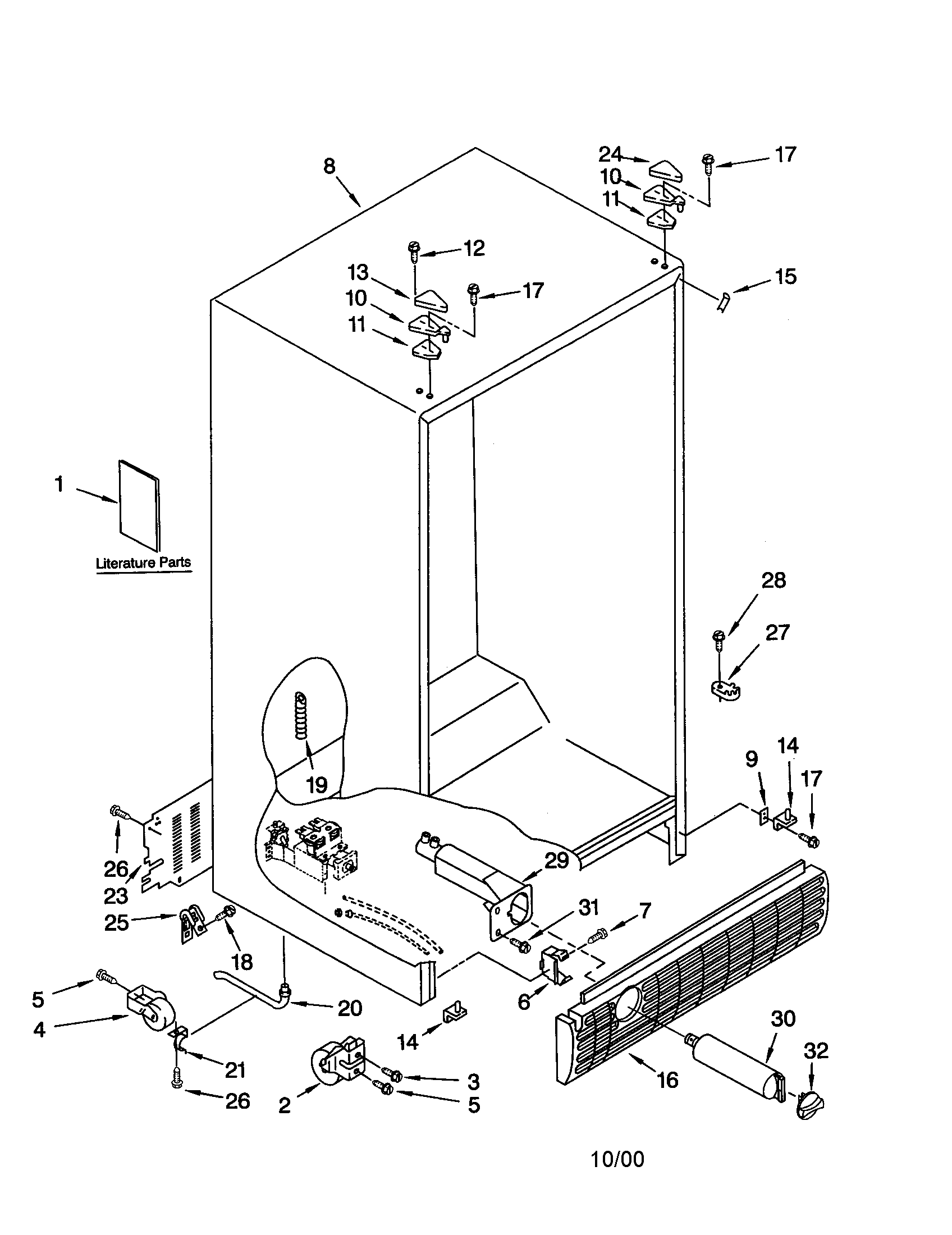Whirlpool GD22DFXFW04 cabinet diagram