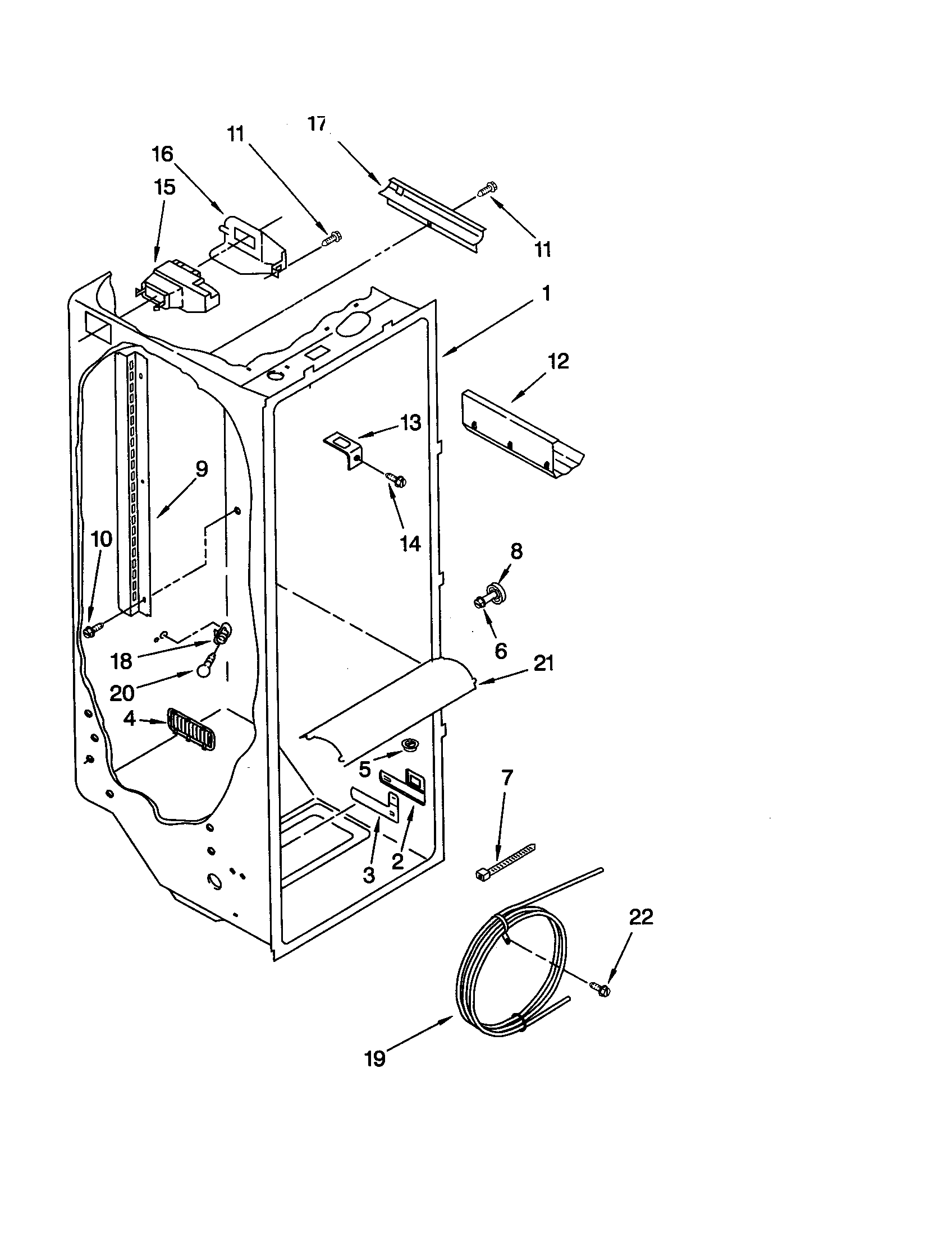 Whirlpool GD22DFXFW04 refrigerator liner diagram