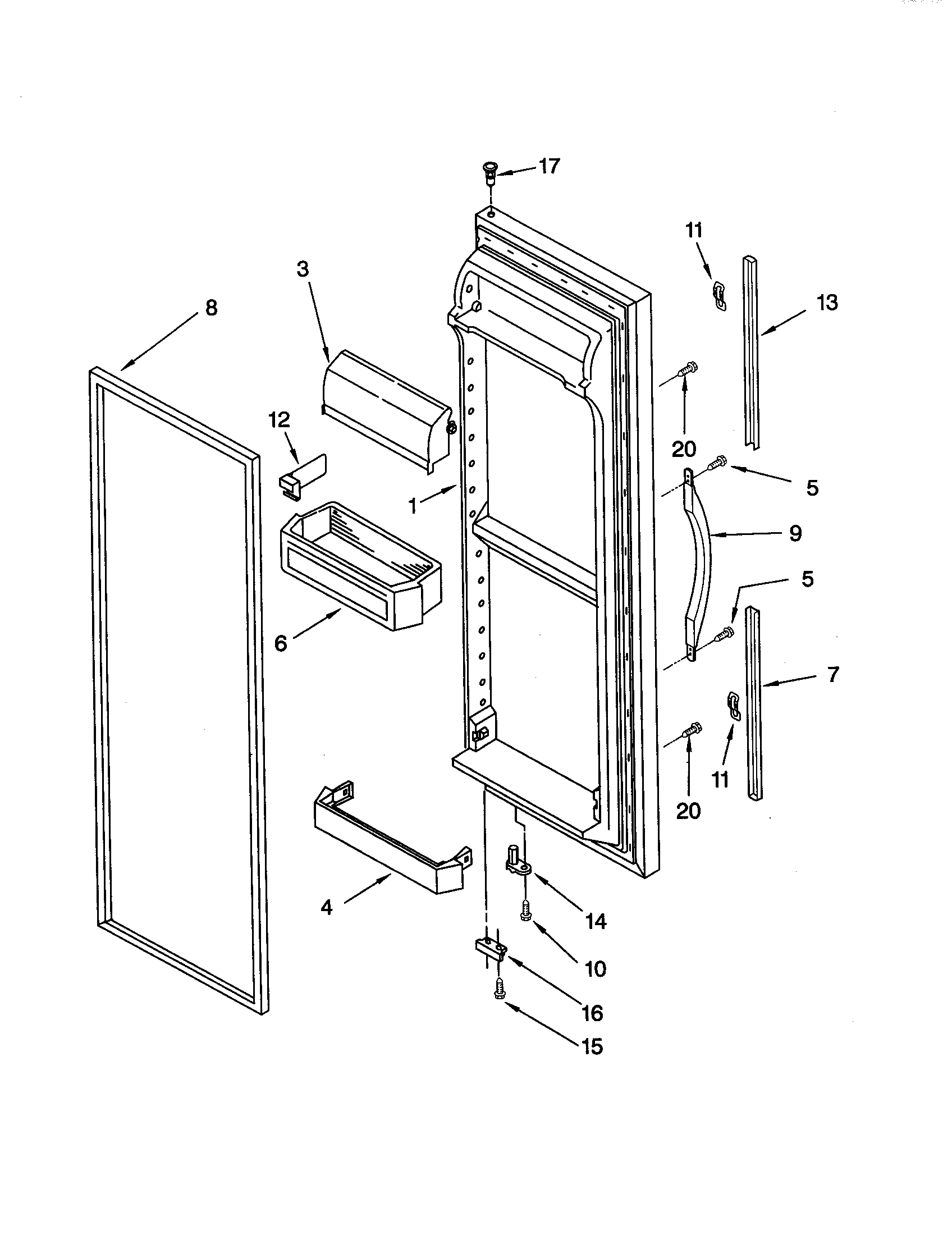 Whirlpool GD22DFXFW04 refrigerator door diagram