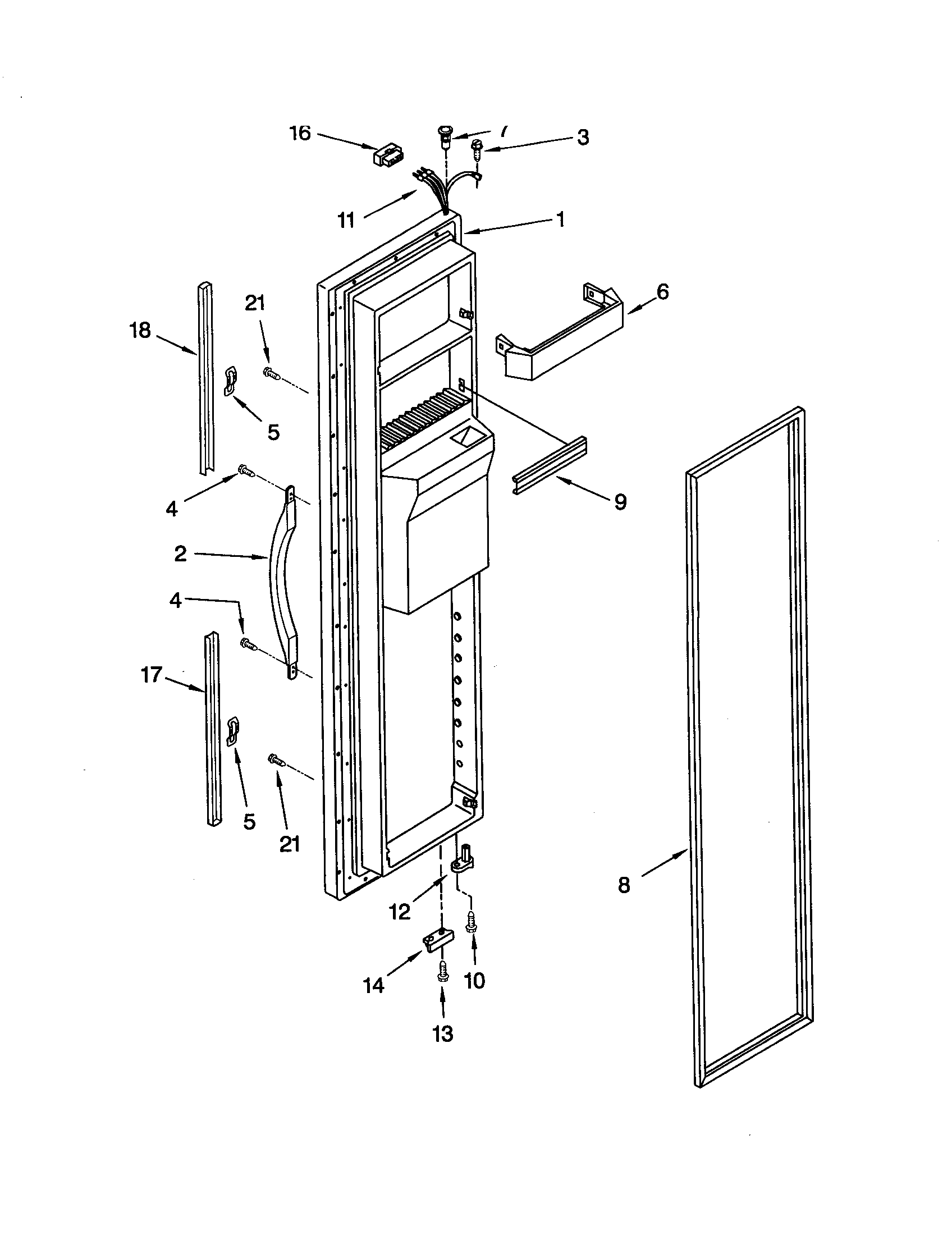 Whirlpool GD22DFXFW04 freezer door diagram