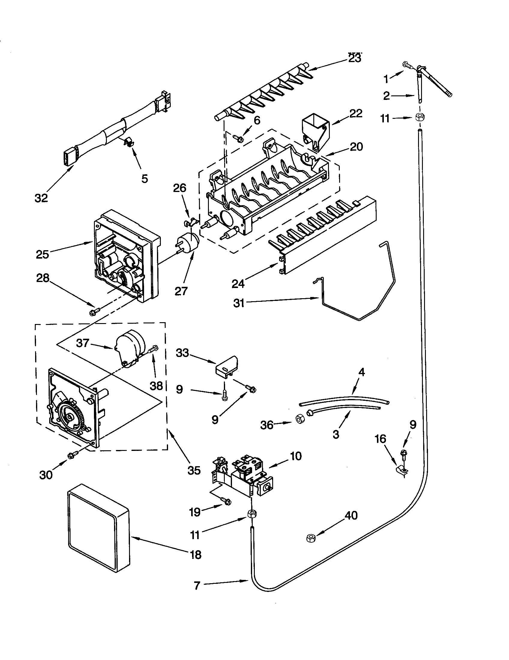 Whirlpool GD22DFXFW04 icemaker diagram