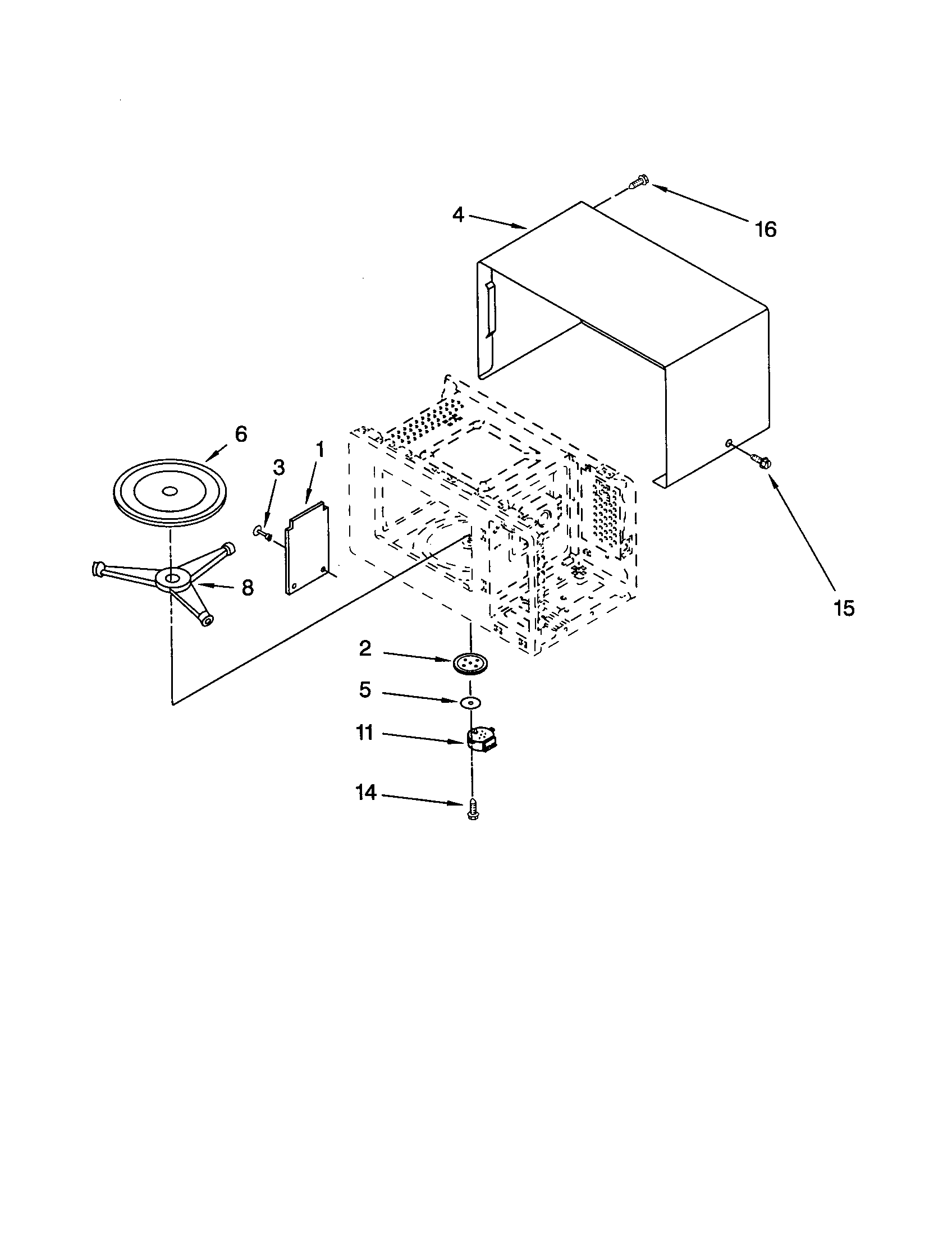 Whirlpool MT1100SHB0 oven cavity diagram
