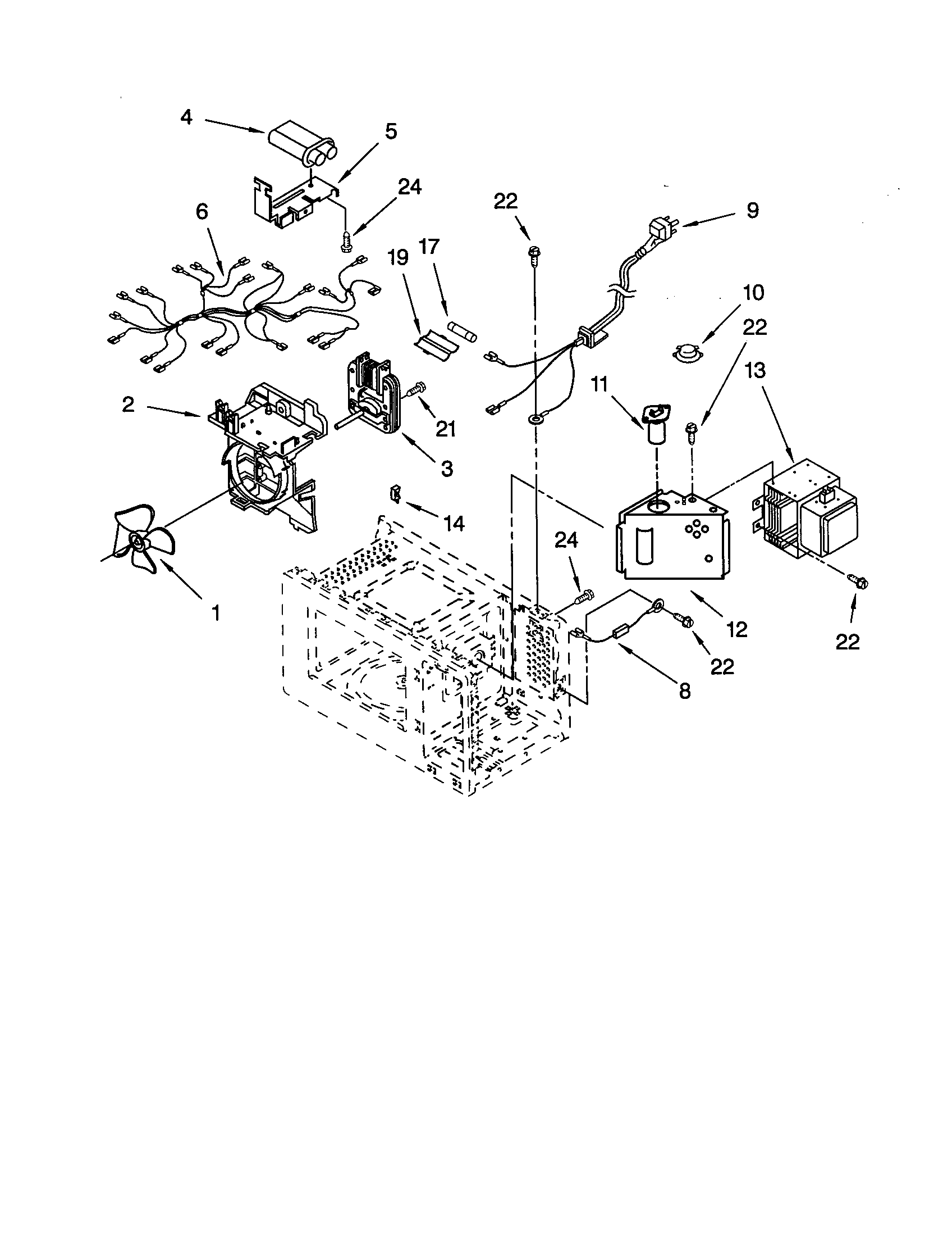 Whirlpool MT1100SHB0 oven interior diagram