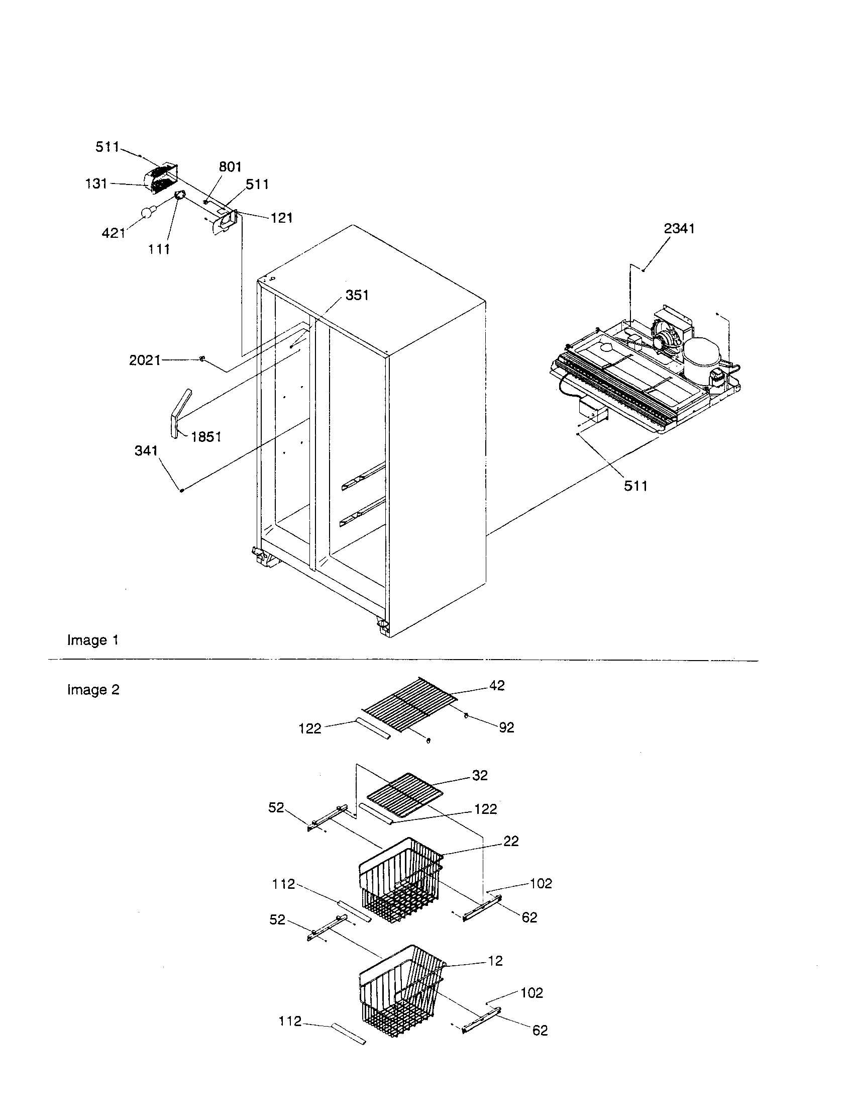 Kenmore 59650392001 freezer lights and shelves diagram