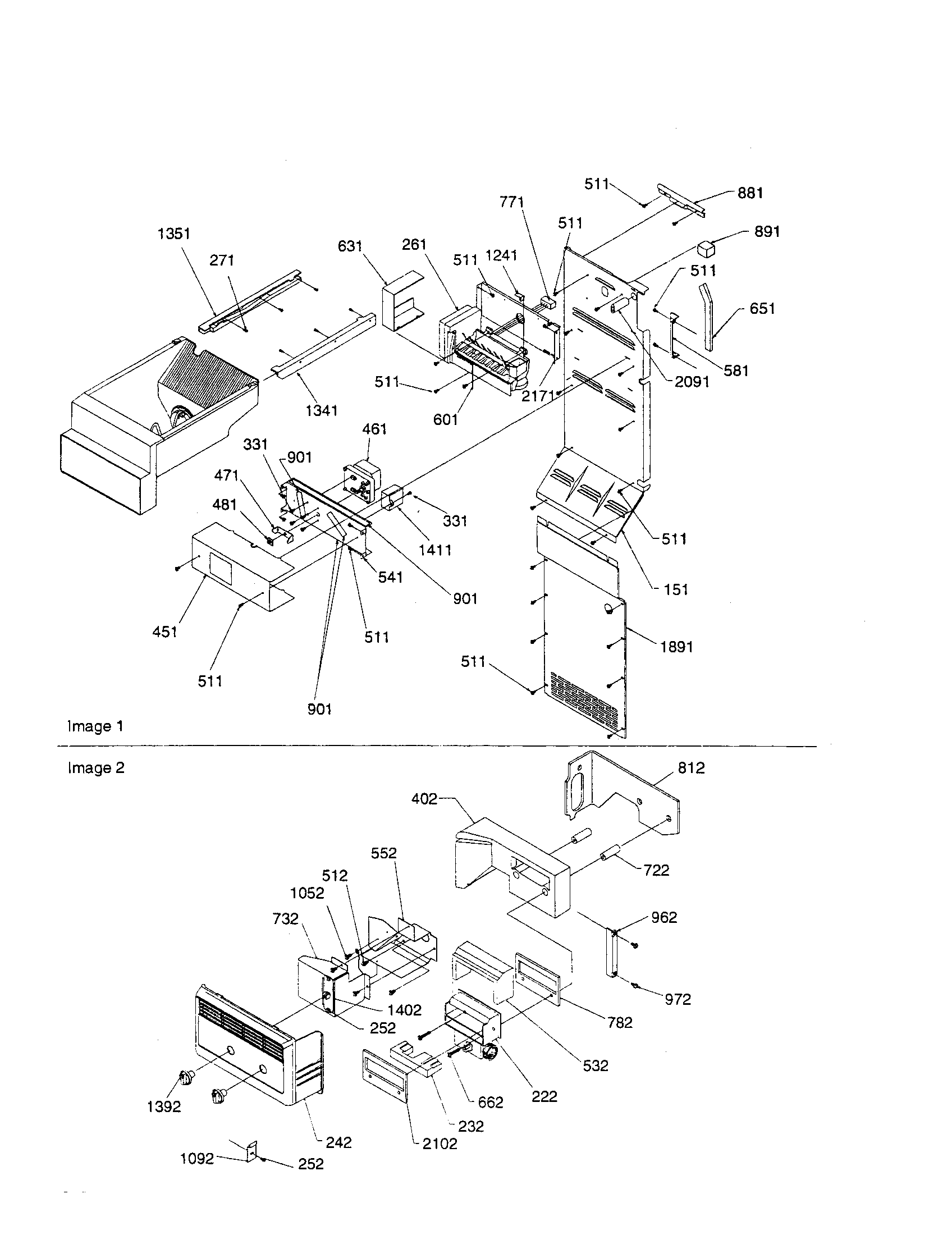 Kenmore 59650392001 ice maker/control assembly diagram