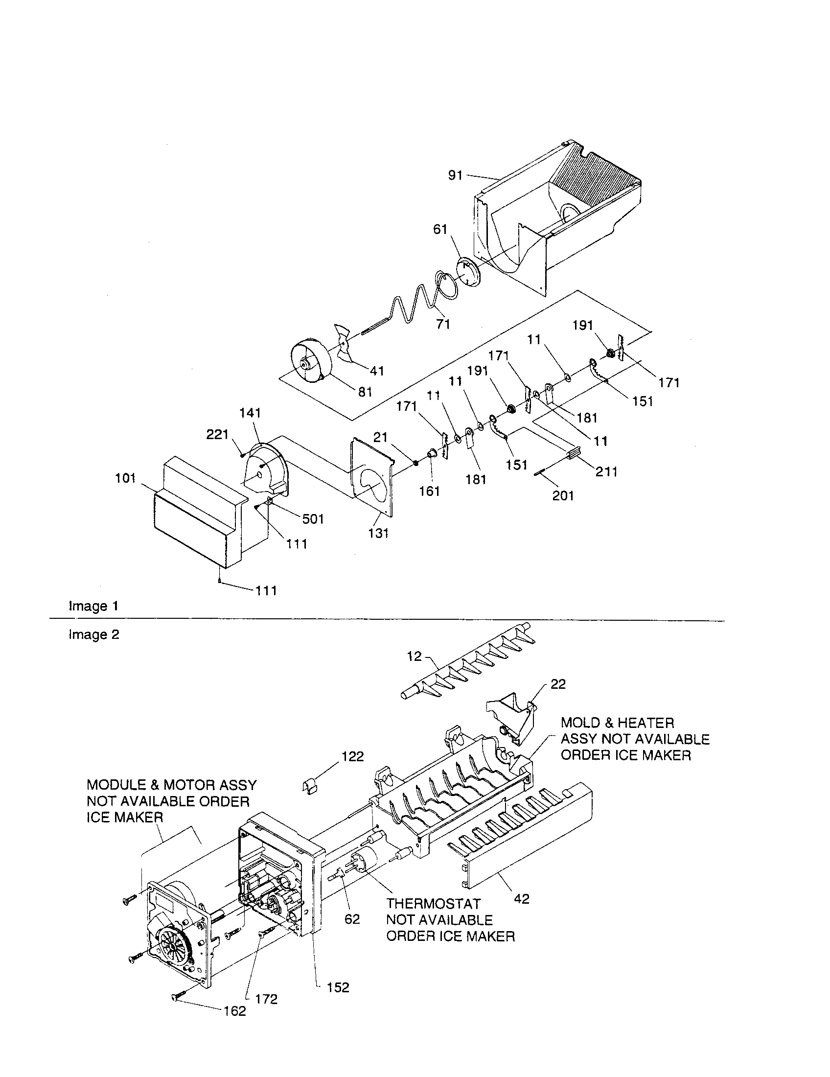 Kenmore 59650392001 ice bucket auger diagram