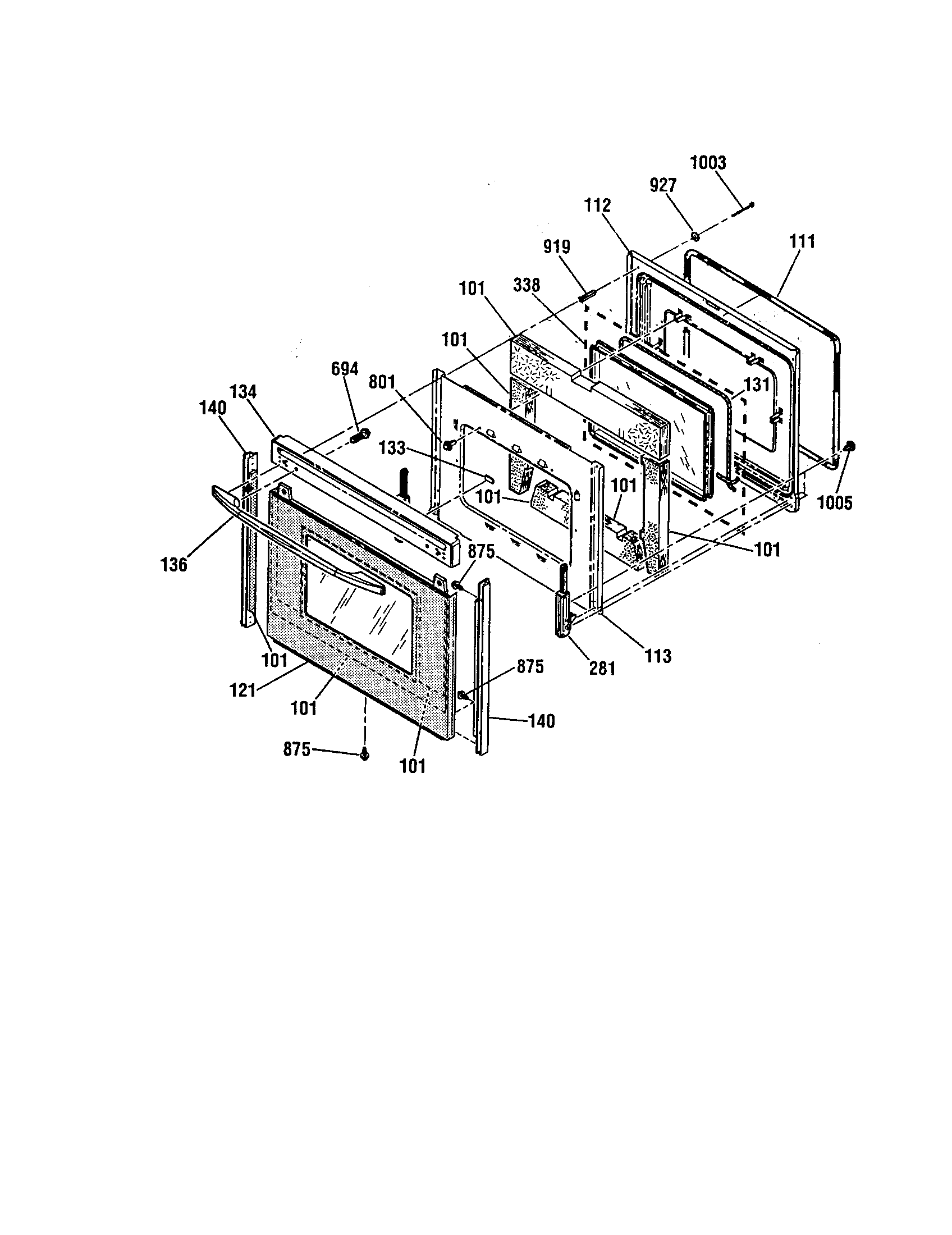 Kenmore Elite 91199003991 door section diagram