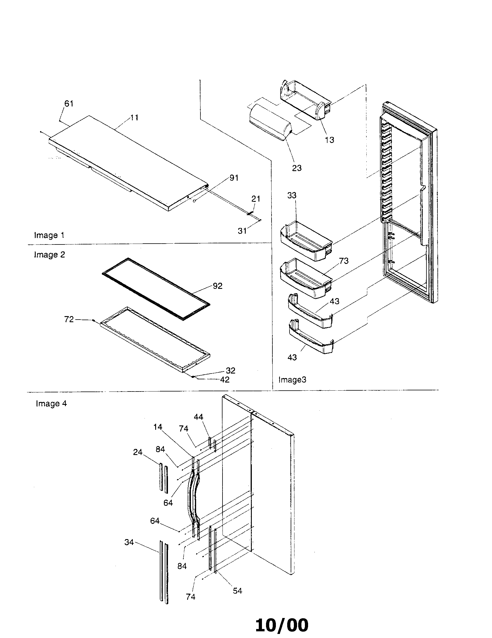 Kenmore 59650699001 refrigerator door trim/door handles diagram
