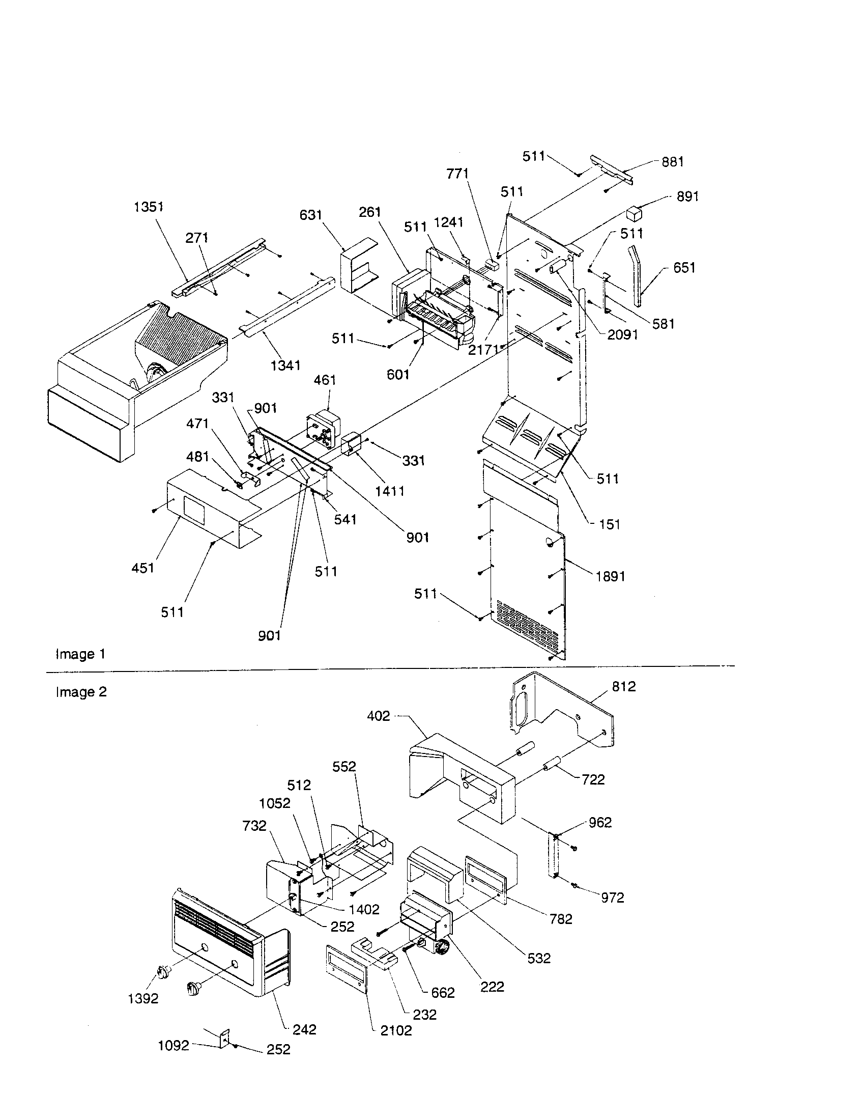 Kenmore 59650699001 ice maker, control assembly diagram
