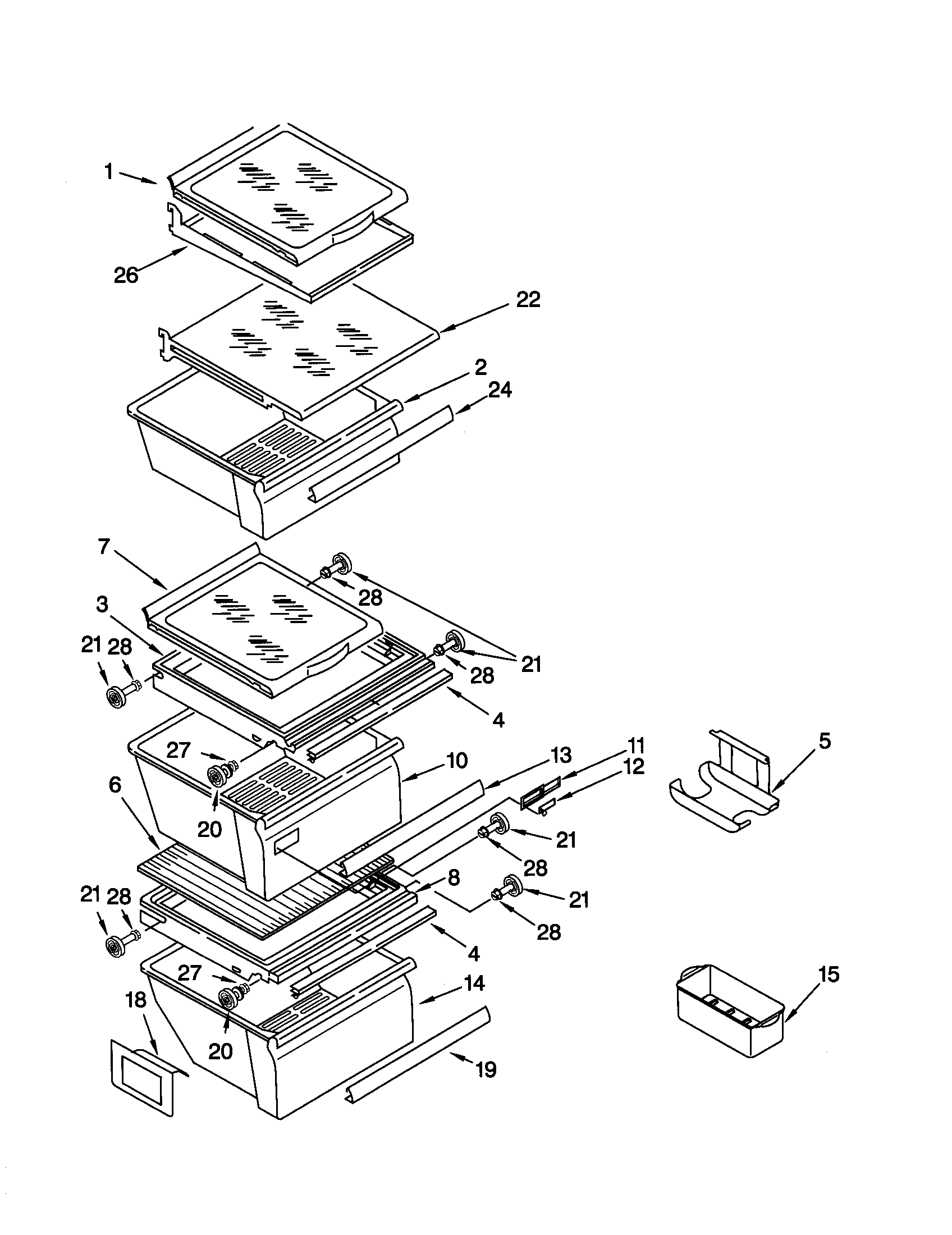 Kenmore 10650789001 refrigerator shelf diagram