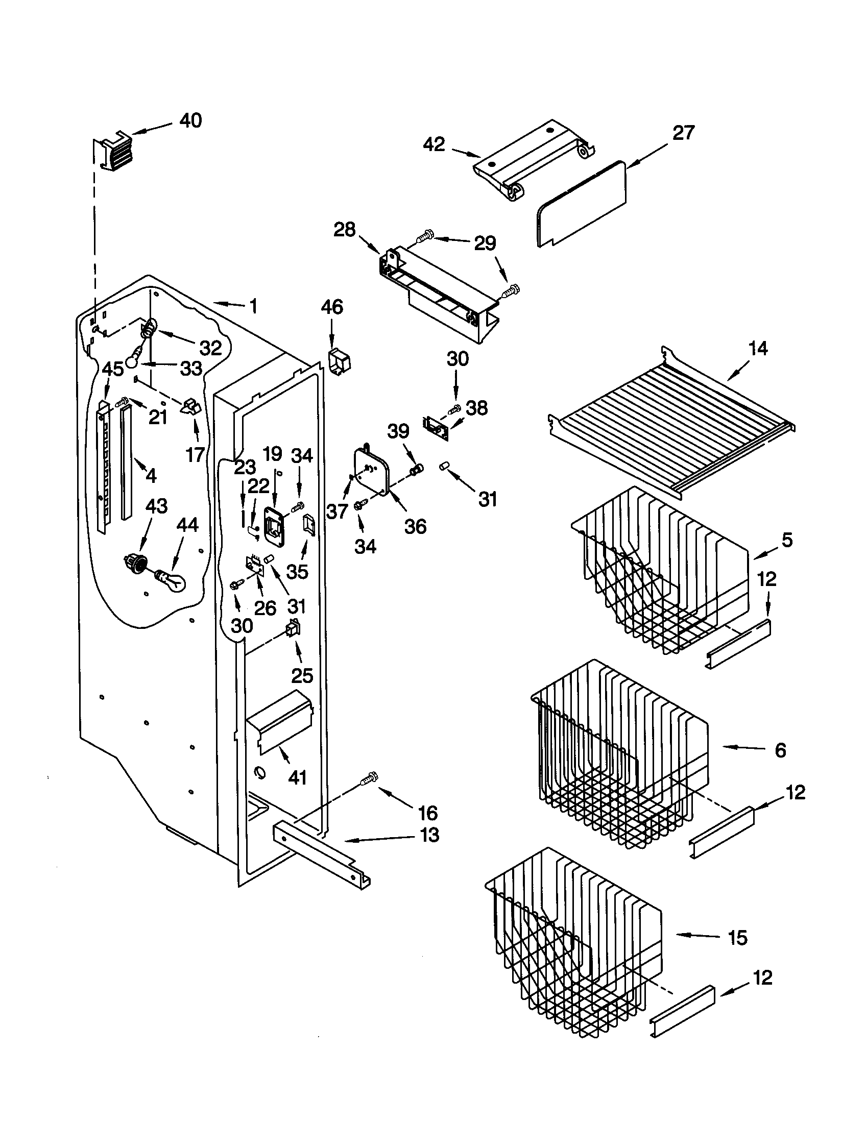 Kenmore 10650789001 freezer liner diagram