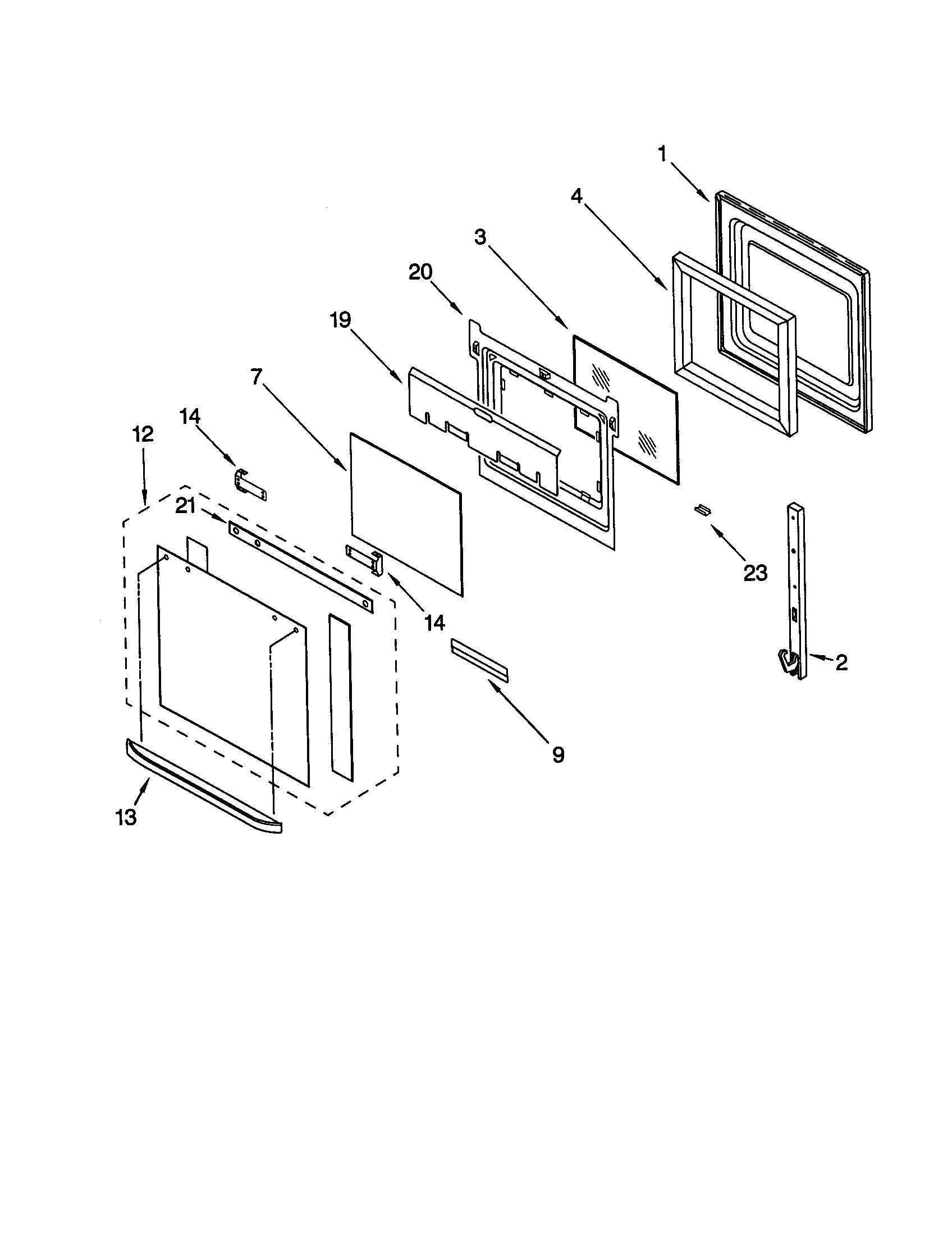KitchenAid KEBS107DSS9 oven door diagram