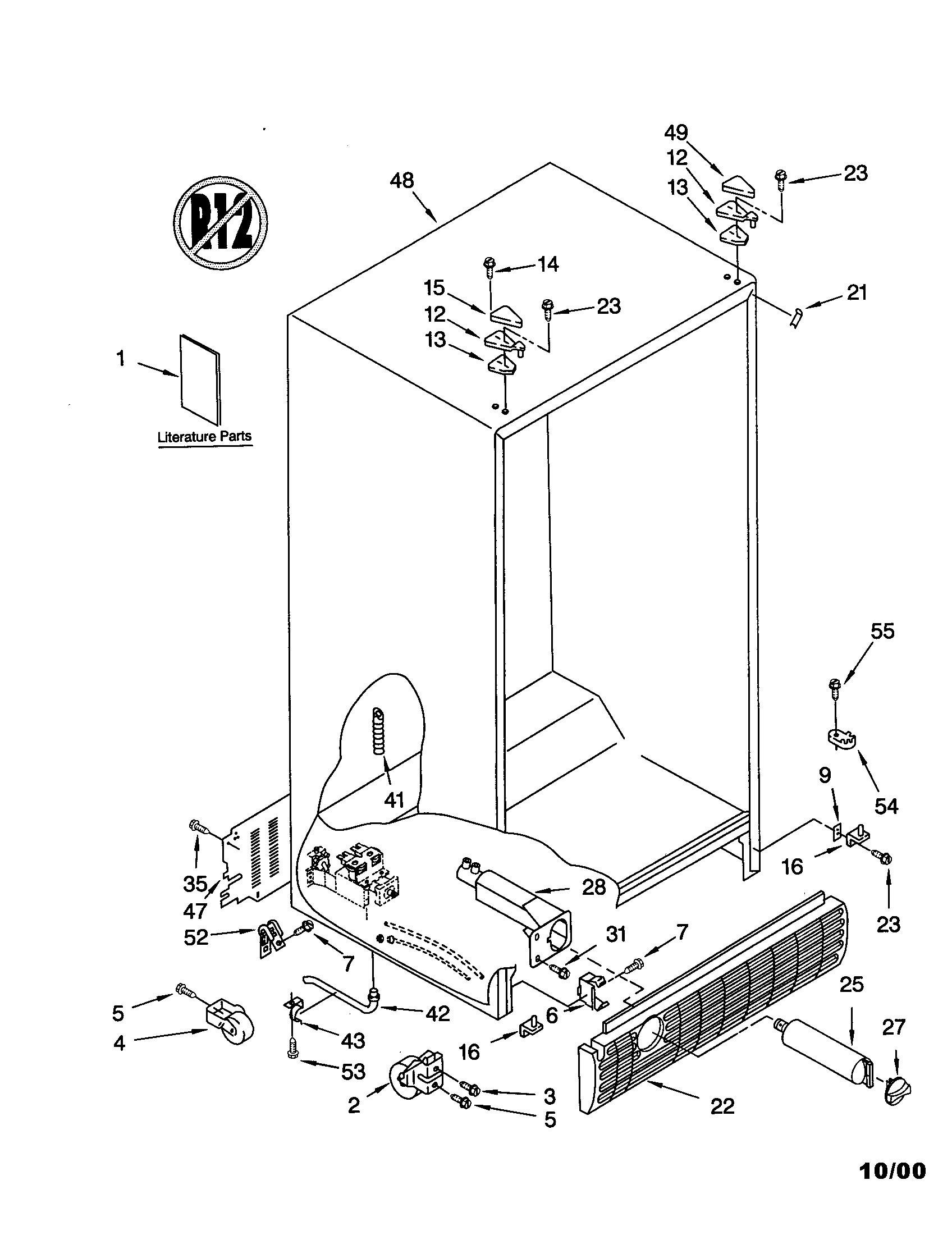 KitchenAid KSRV25FHBT00 cabinet diagram