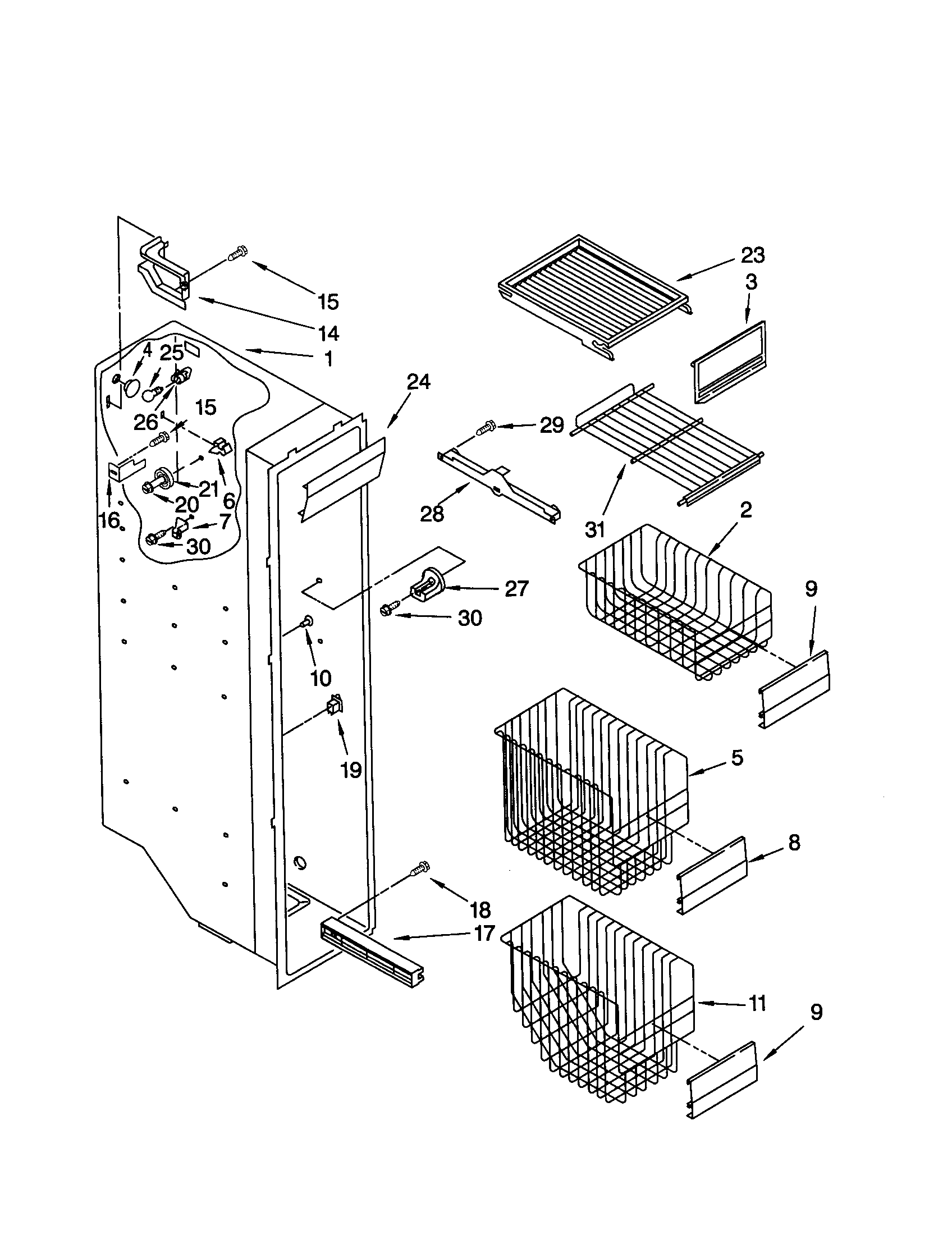 KitchenAid KSRV25FHBT00 freezer liner diagram