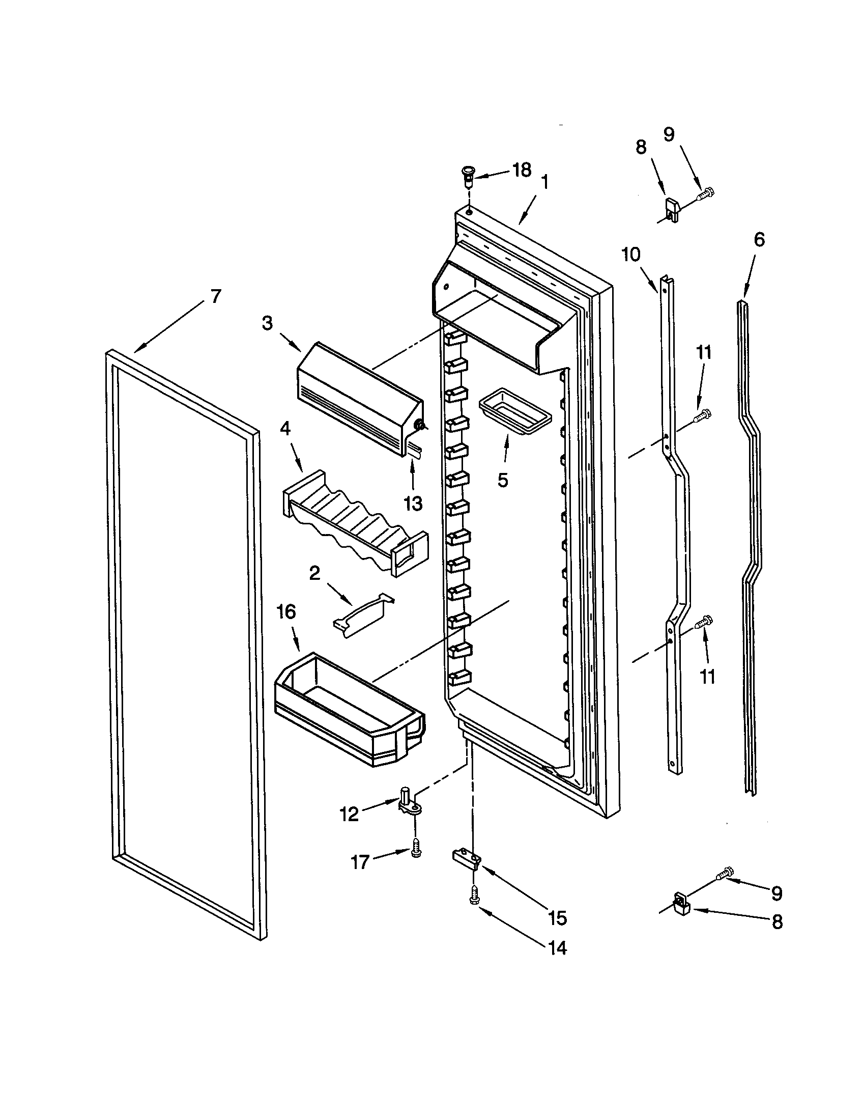 KitchenAid KSRV25FHBT00 refrigerator door diagram