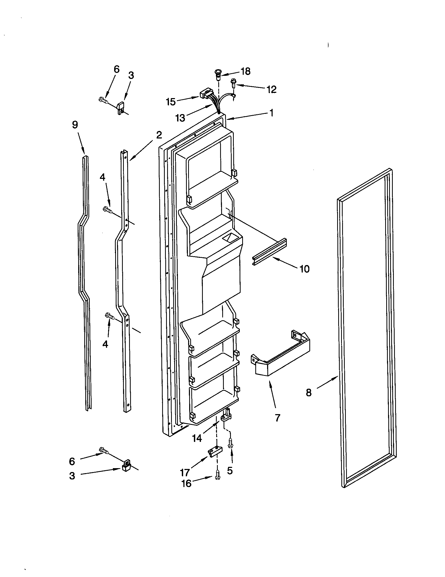 KitchenAid KSRV25FHBT00 freezer door diagram
