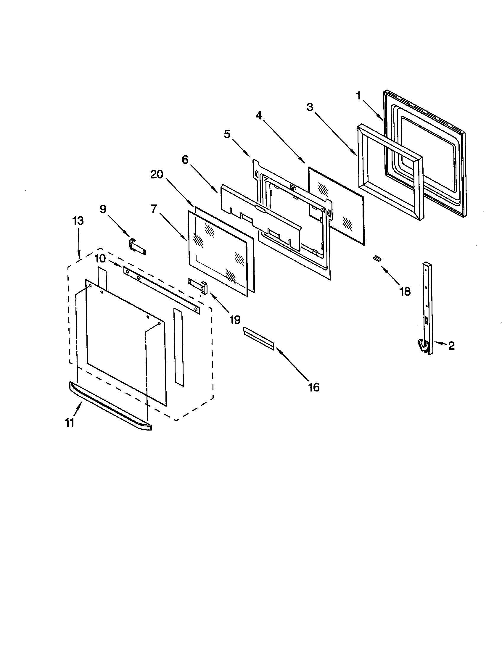 KitchenAid KEBS177DWH9 oven door diagram