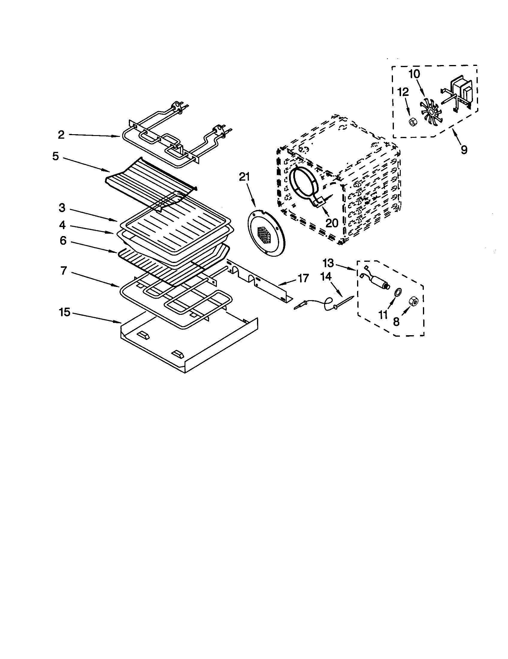 KitchenAid KEBS177DWH9 internal oven diagram