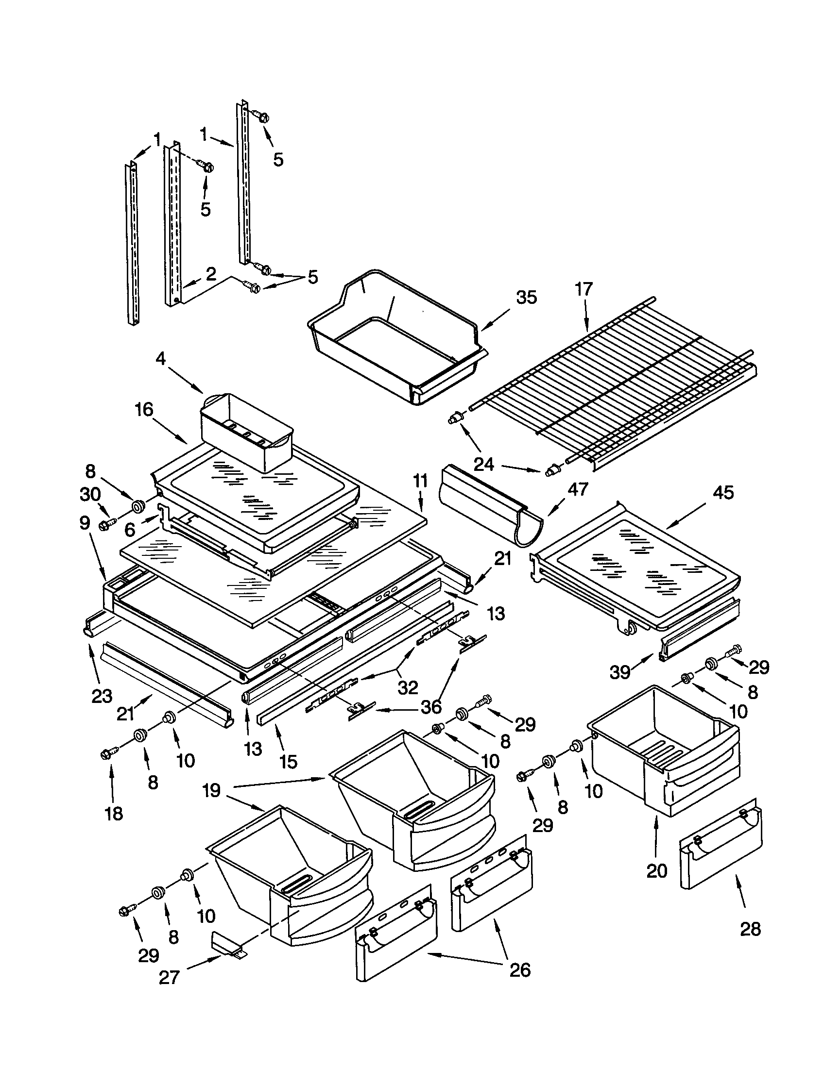 KitchenAid KTRC22MJBT00 shelf diagram