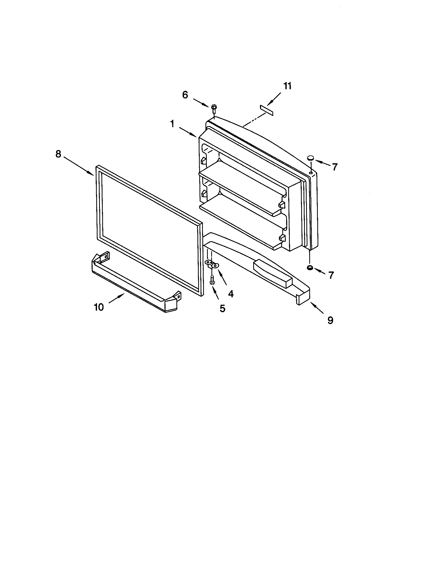 KitchenAid KTRC22MJBT00 freezer door diagram