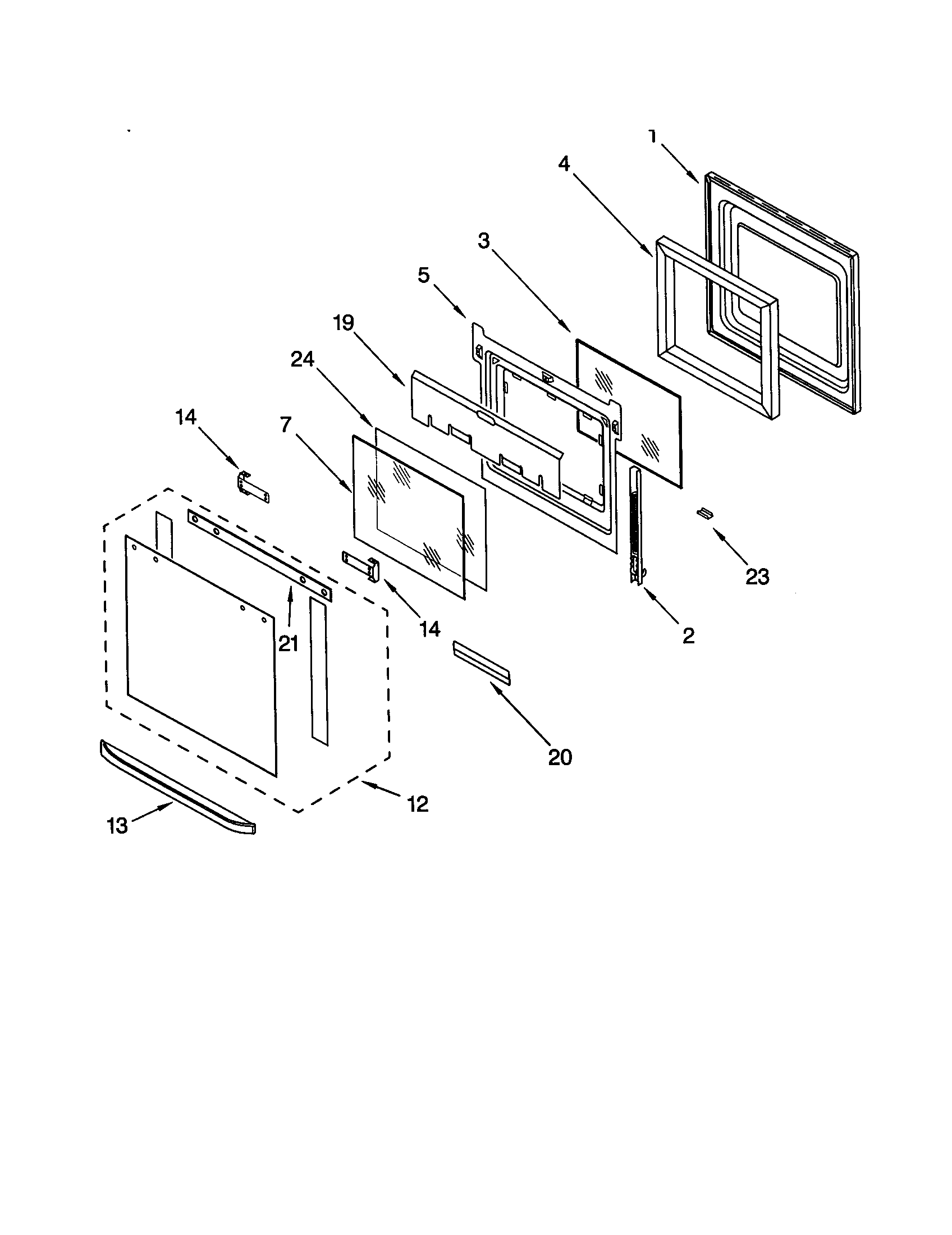 KitchenAid KEMS377GBS1 oven door diagram