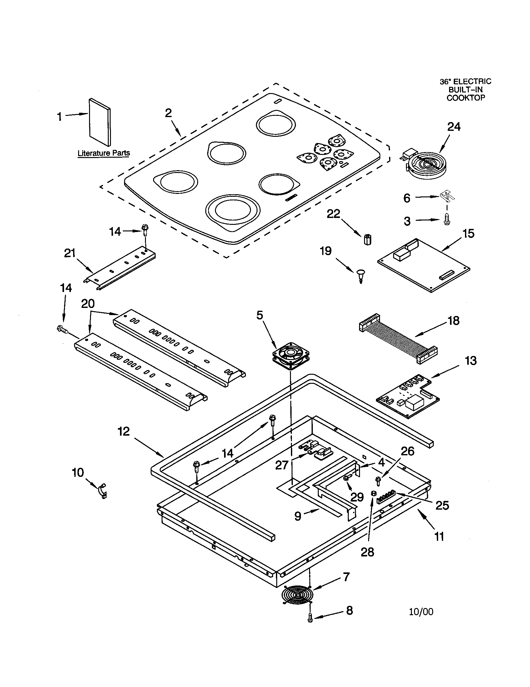 KitchenAid KECC568GWW3 cooktop diagram