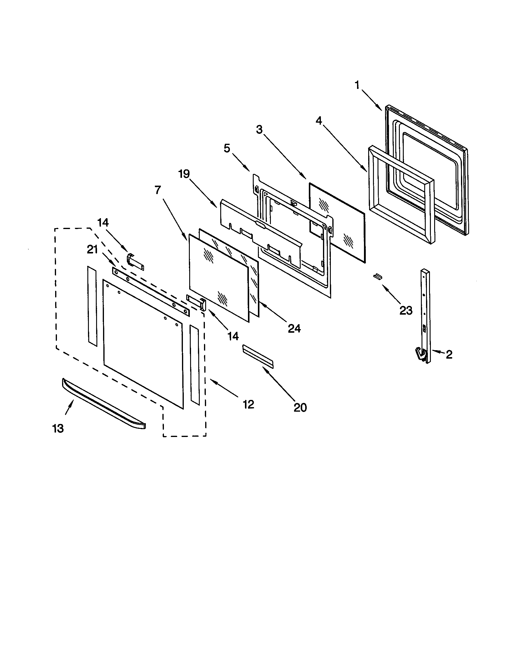 KitchenAid KEBS247DBL9 oven door diagram