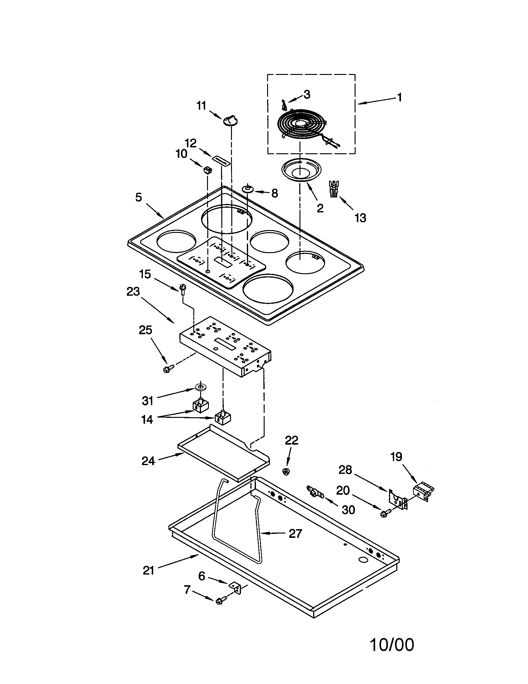 KitchenAid KECS161GSS1 cooktop diagram