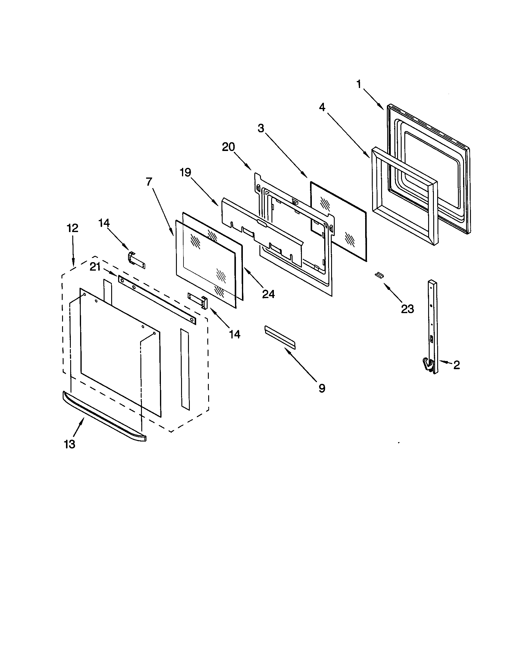 KitchenAid KEBI141DBL9 oven door diagram