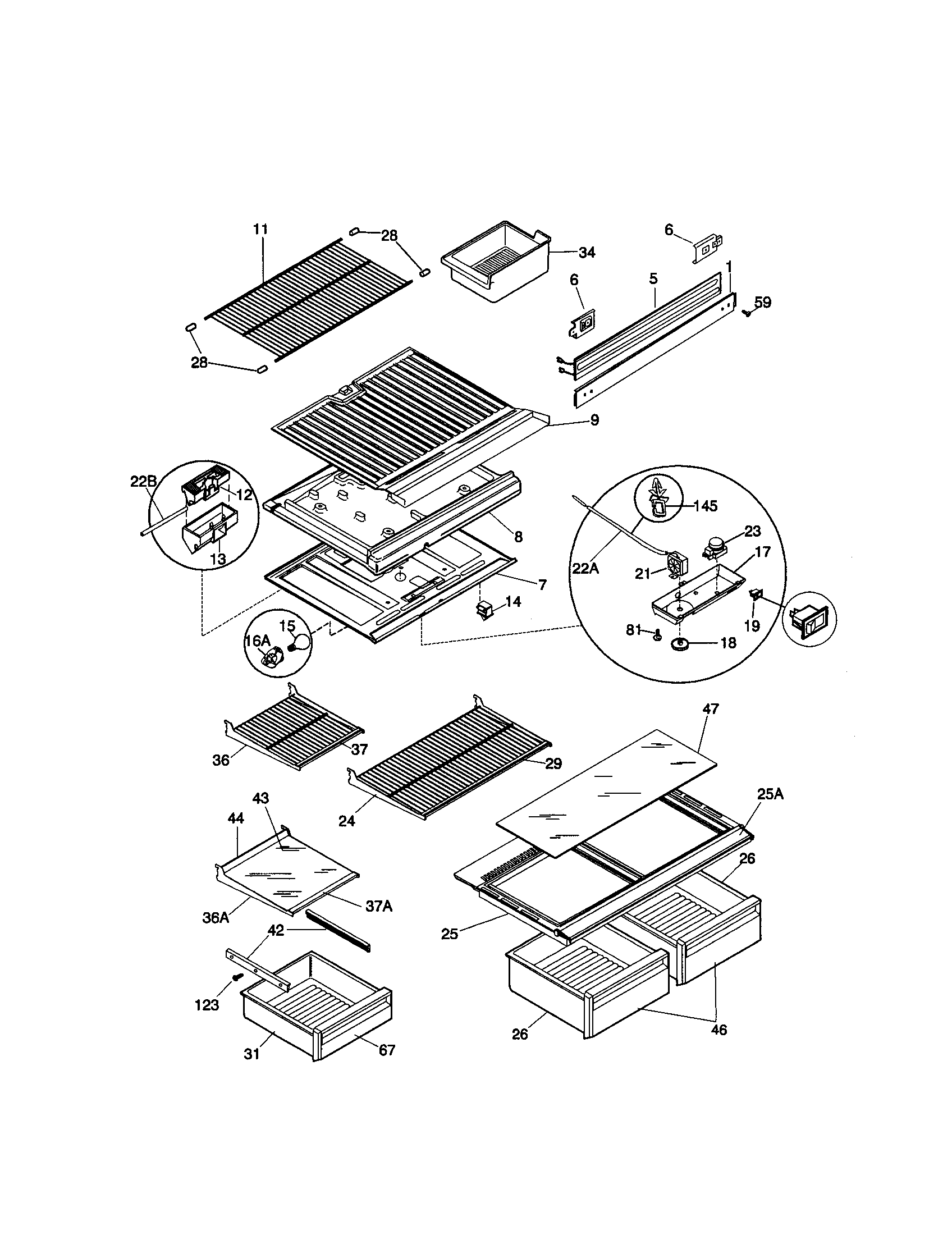 Kenmore 25337877893 shelves diagram