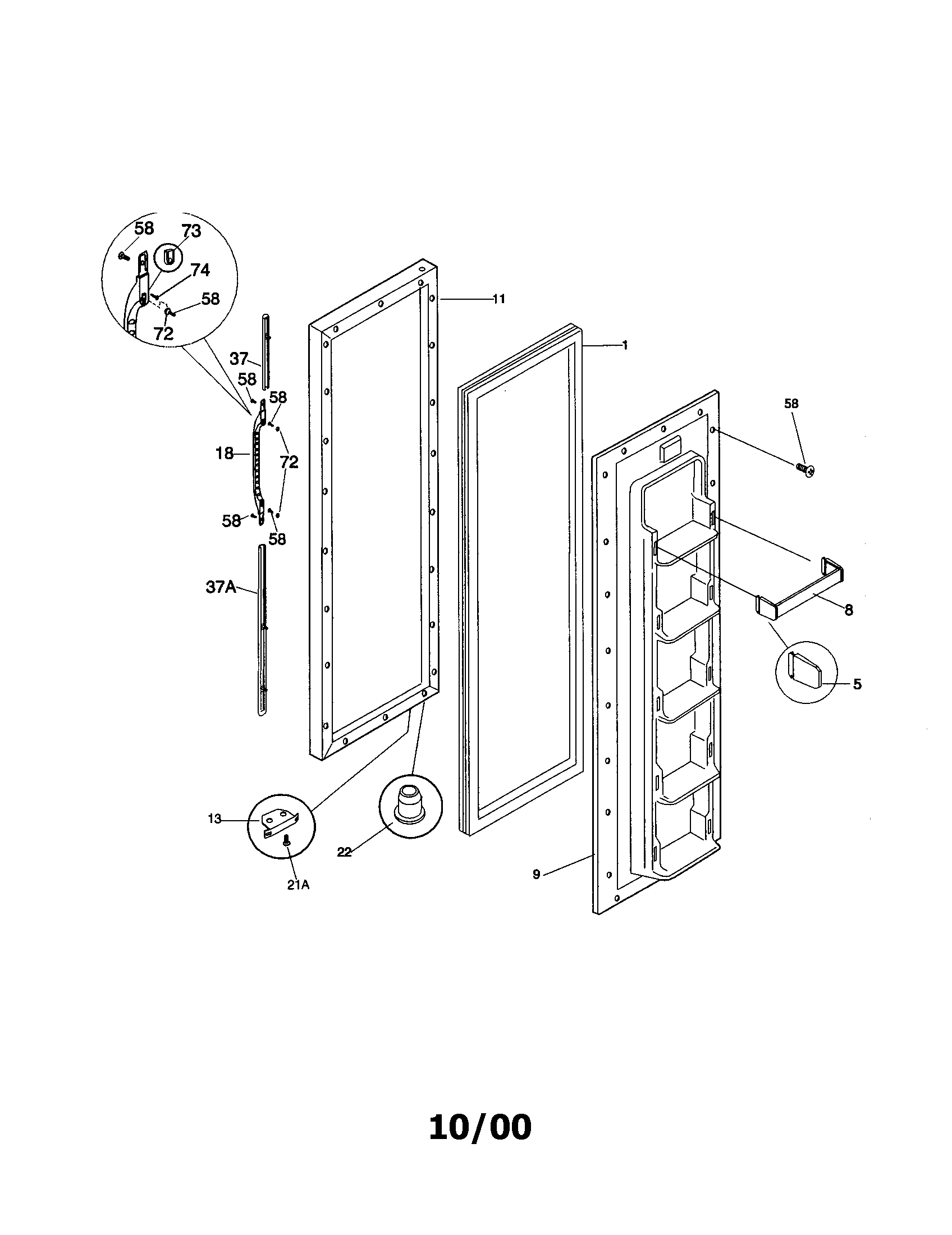 Kenmore 25348022894 freezer door diagram