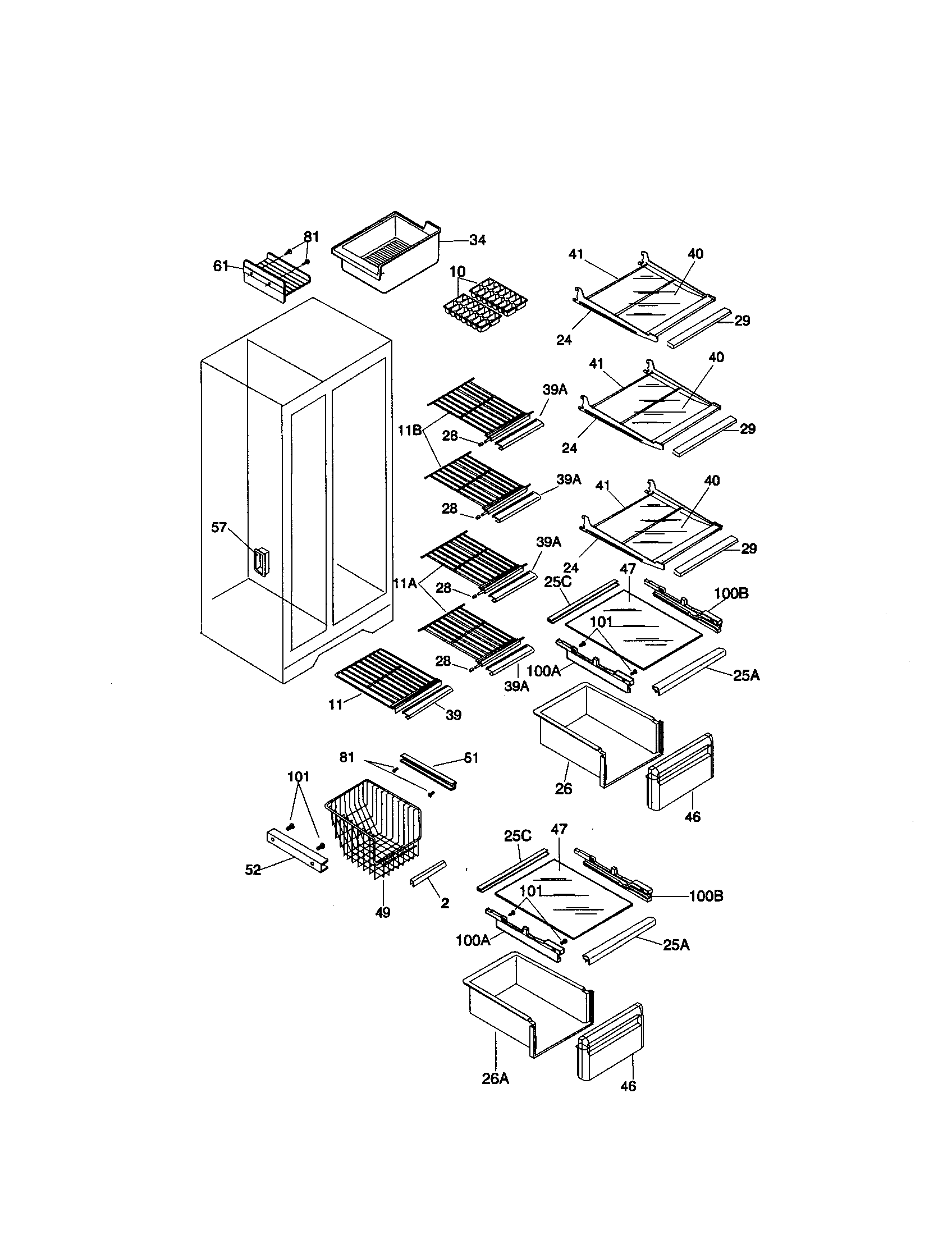 Kenmore 25348022894 shelves diagram