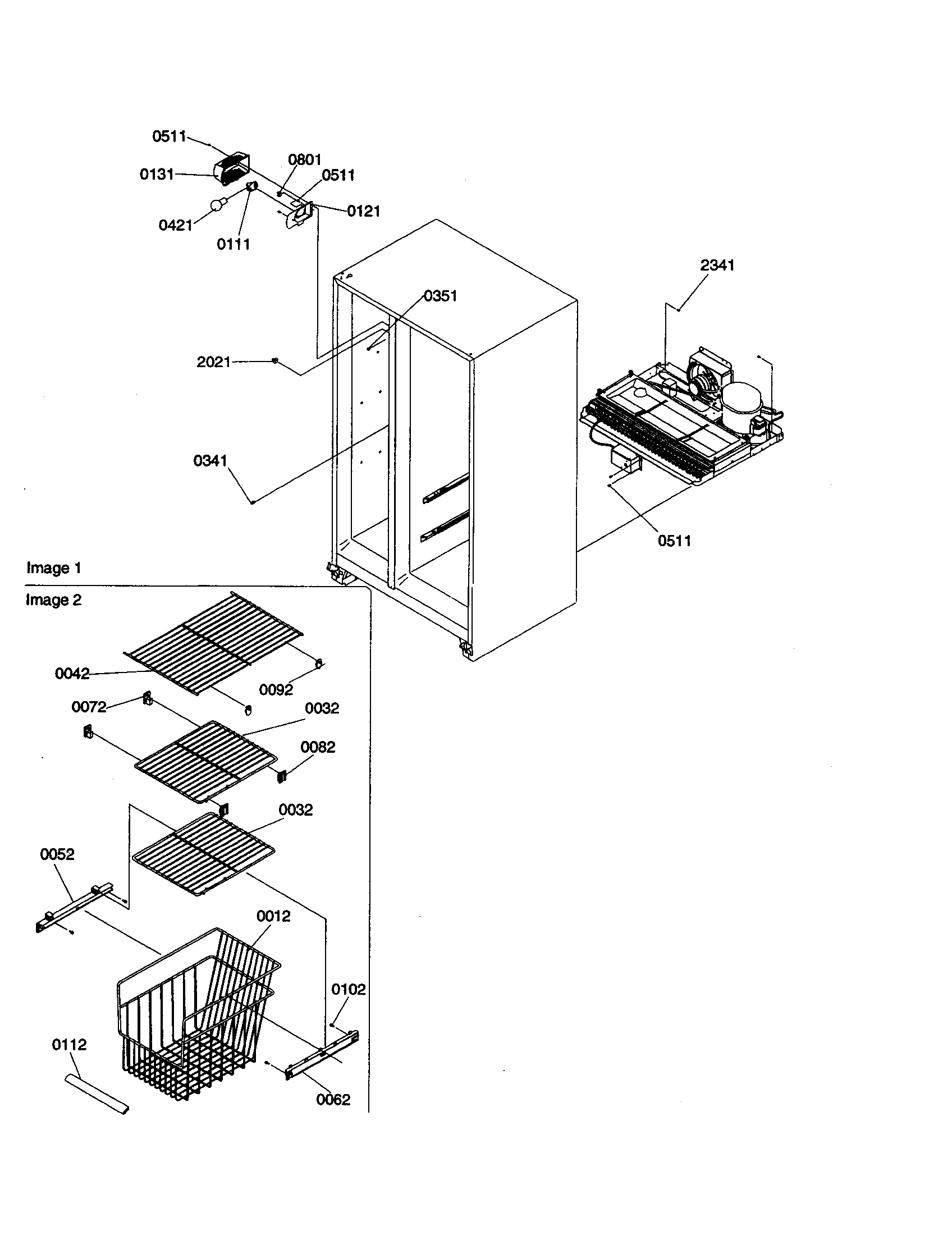 Amana SPD26VW-P1315210WW freezer shelves and lights diagram