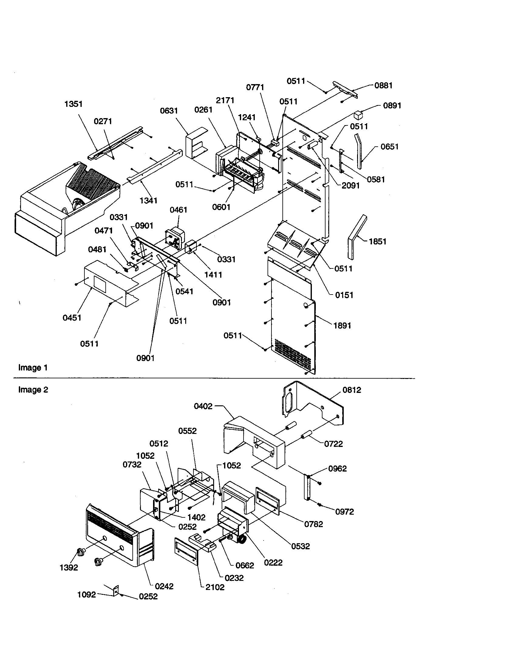 Amana SPD26VW-P1315210WW icemaker/control assy diagram