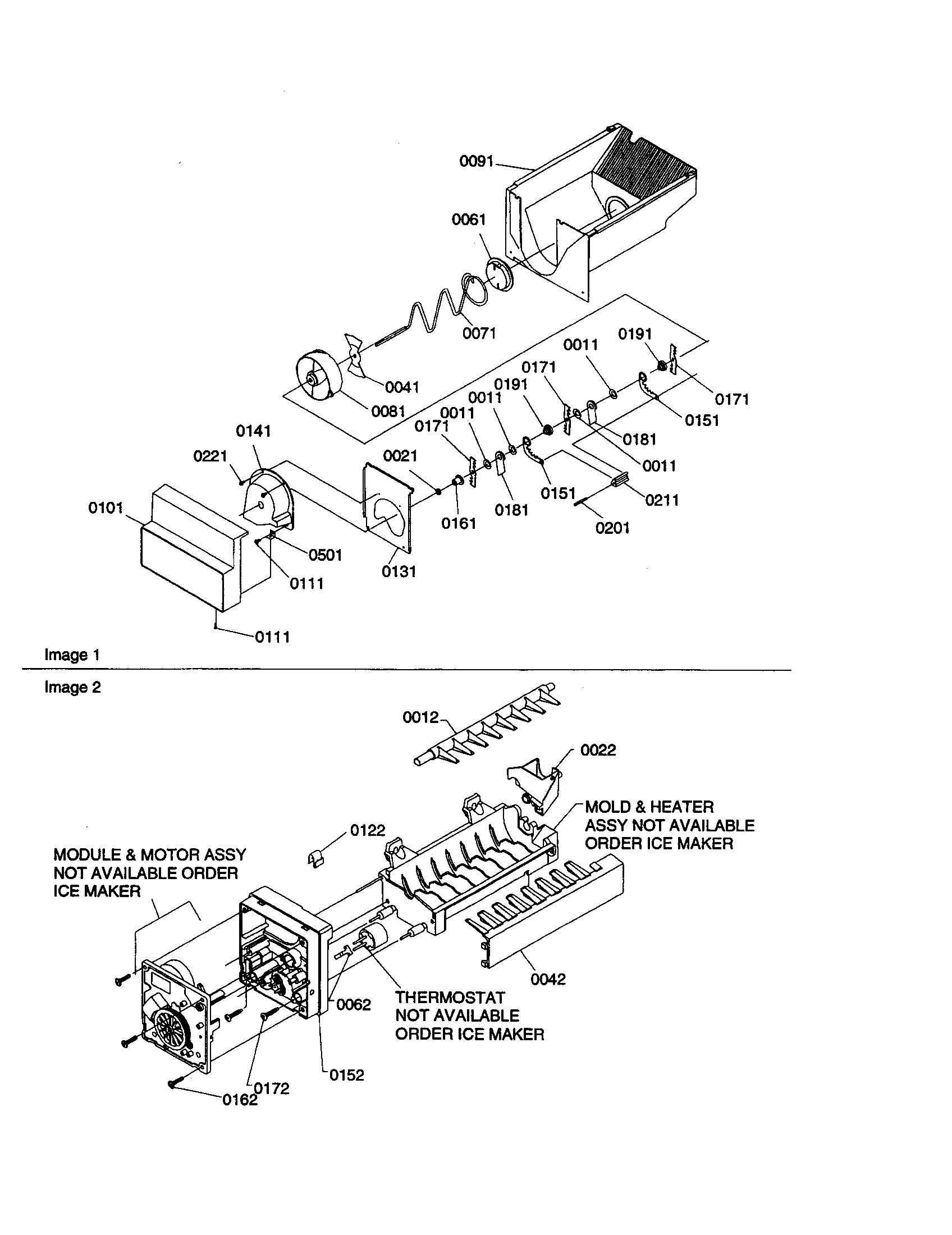 Amana SPD26VW-P1315210WW ice bucket auger/icemaker diagram