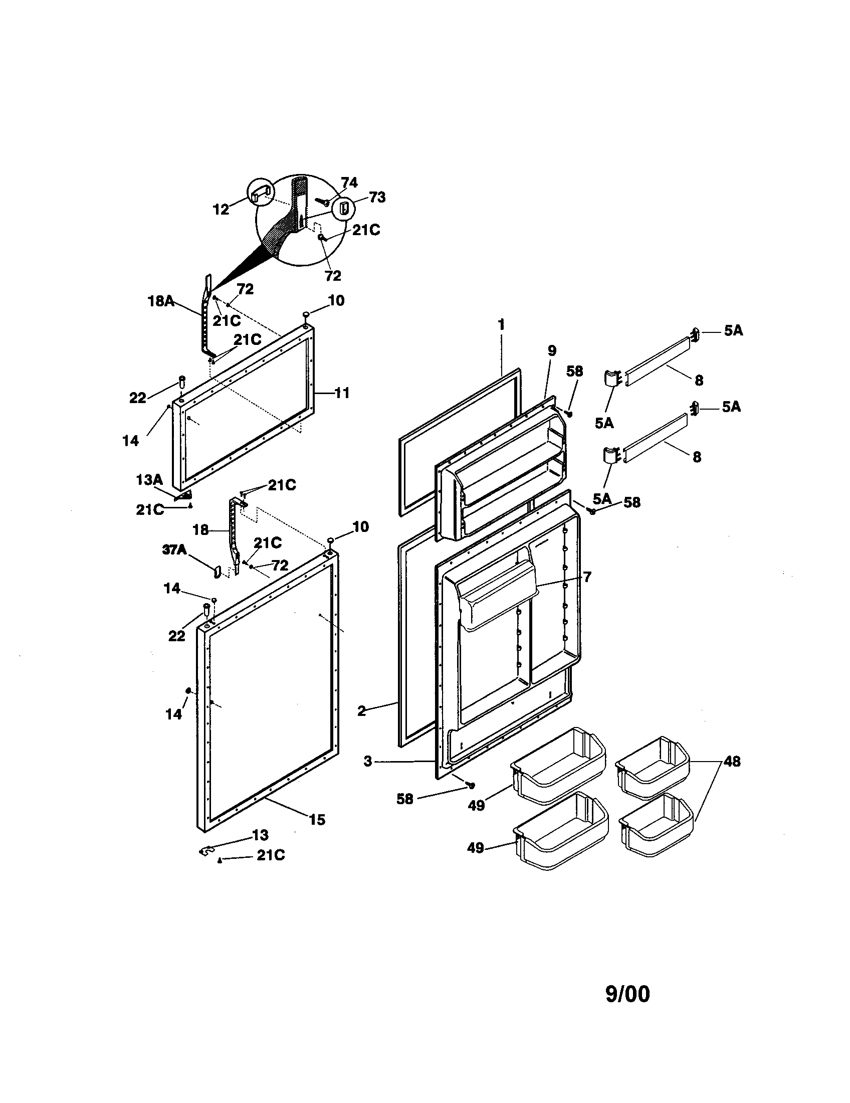 Kenmore 25379837991 door diagram