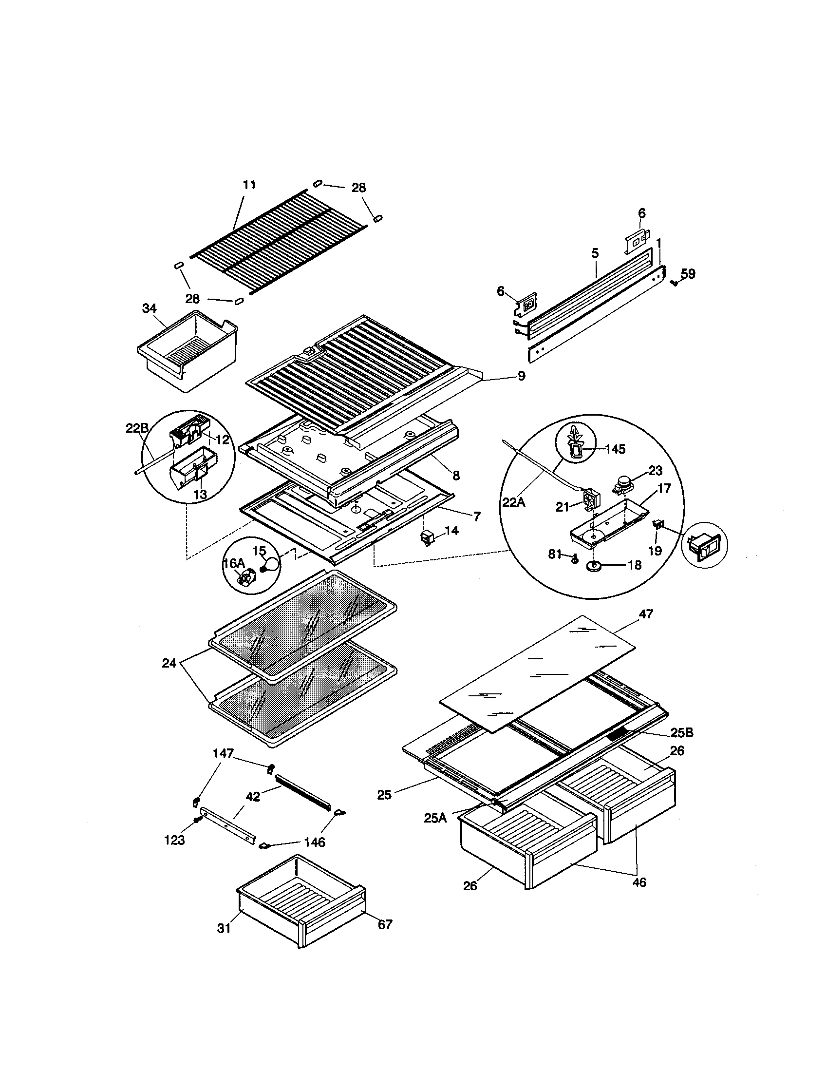 Kenmore 25379837991 shelves diagram