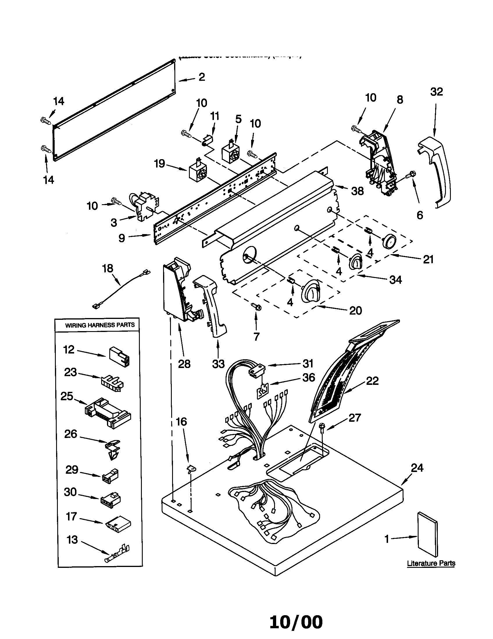 Kenmore 11071814000 top and console diagram