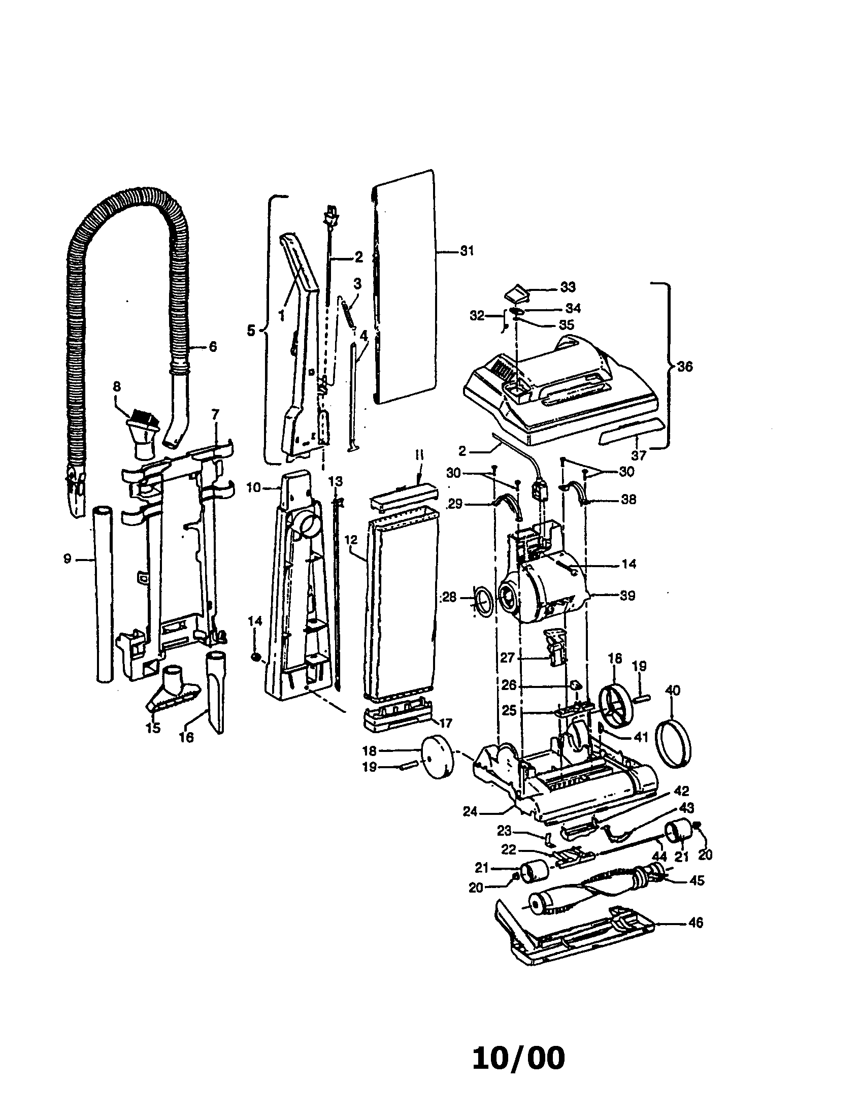 Hoover U4272930 main body assembly diagram